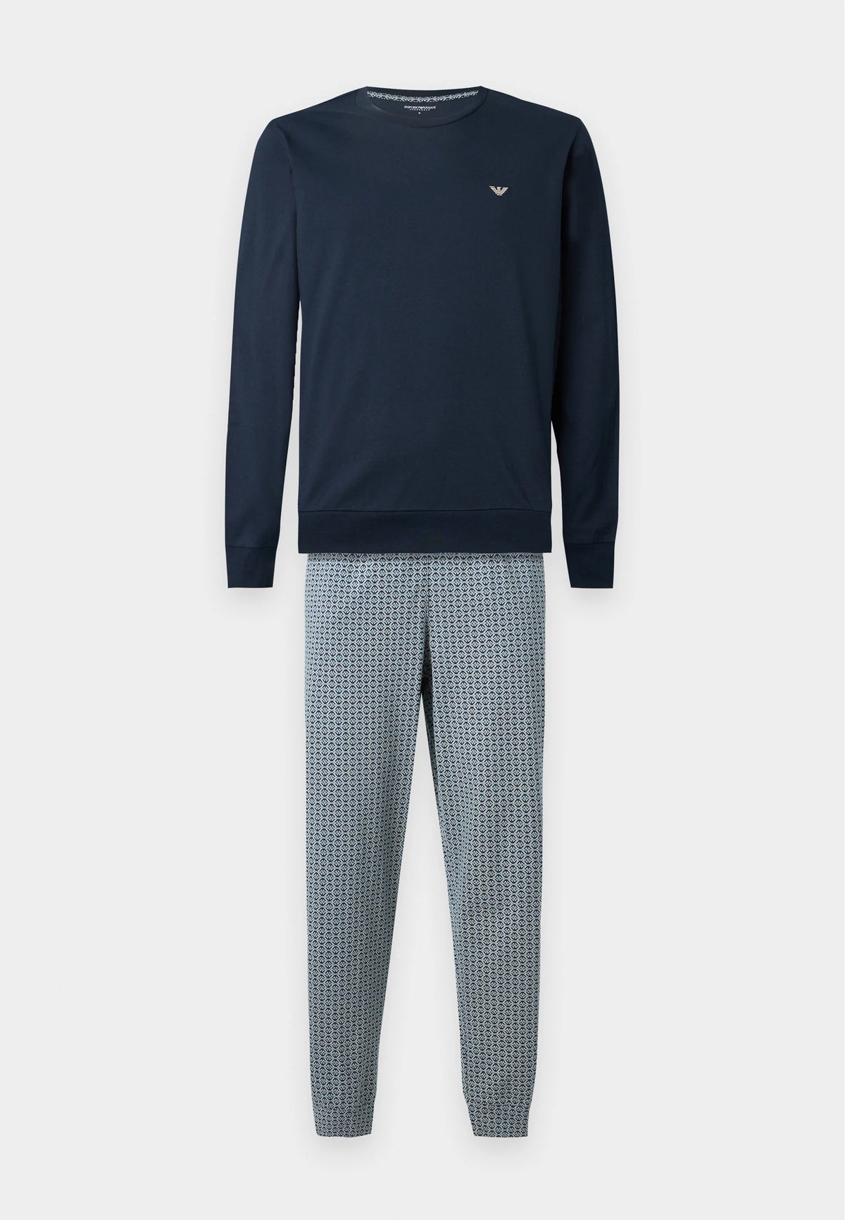 Emporio Armani - Pigiama Lungo in Cotone con Pantaloni Fantasia