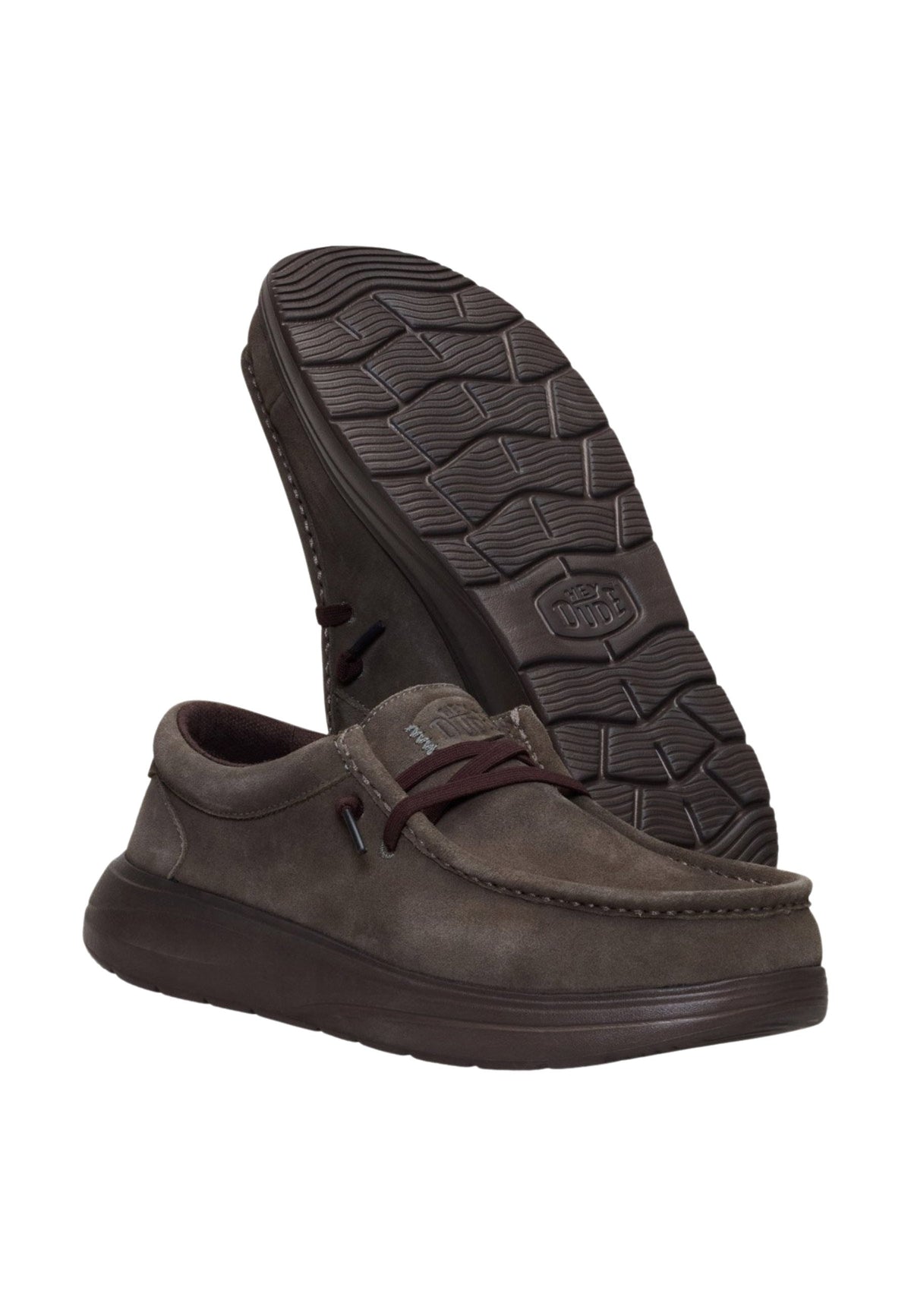 HEYDUDE Wally COMF Suede - Mocassino Uomo in Camoscio Marrone