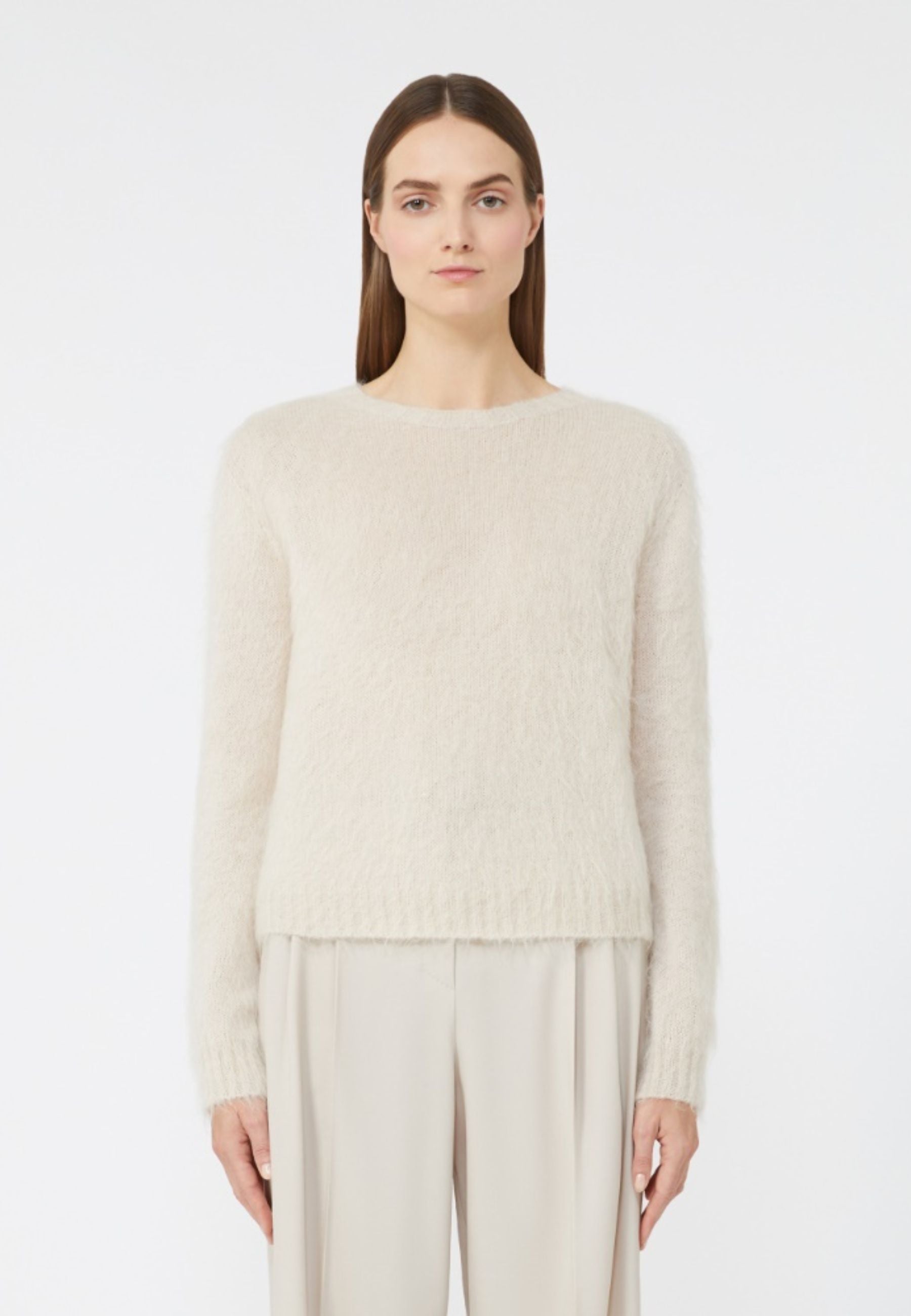 Maglia girocollo in filato di misto mohair