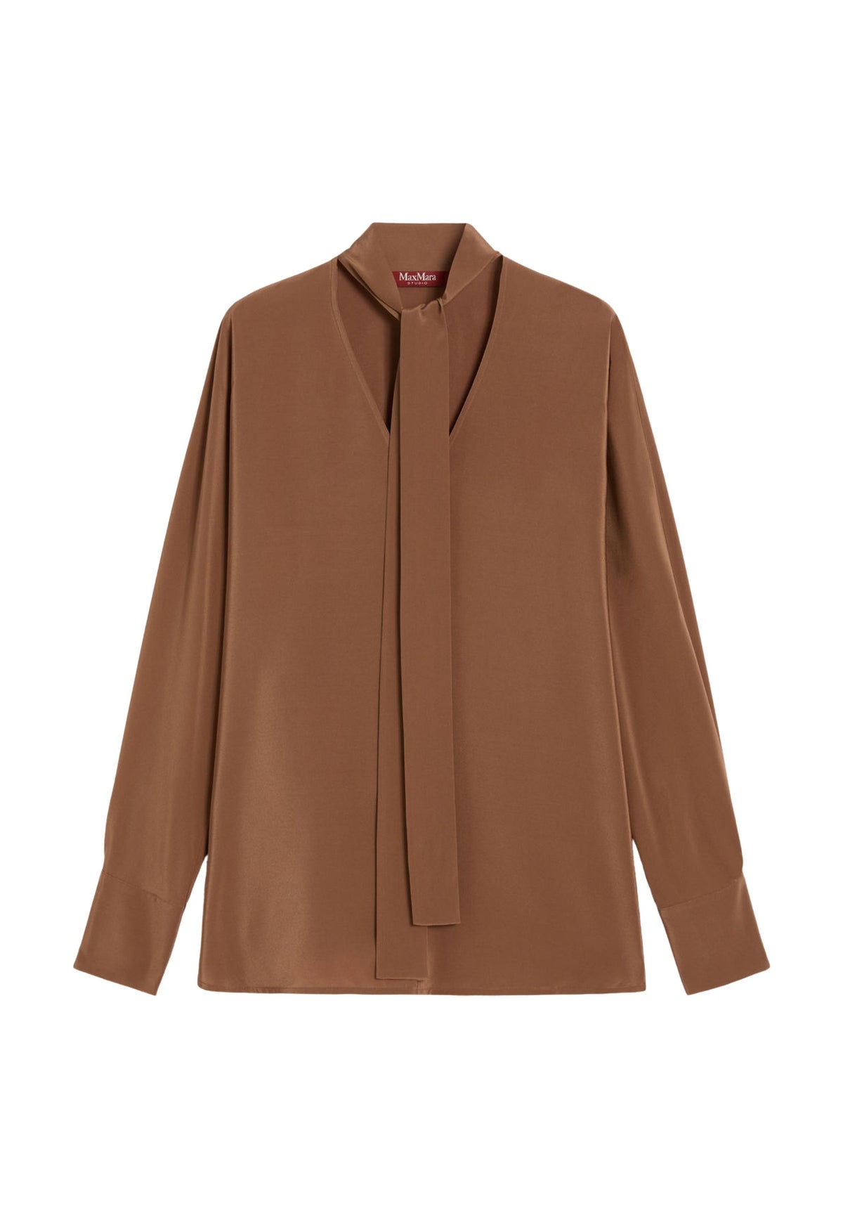 Max Mara - Blusa in Crêpe de Chine di Seta con Fusciacca