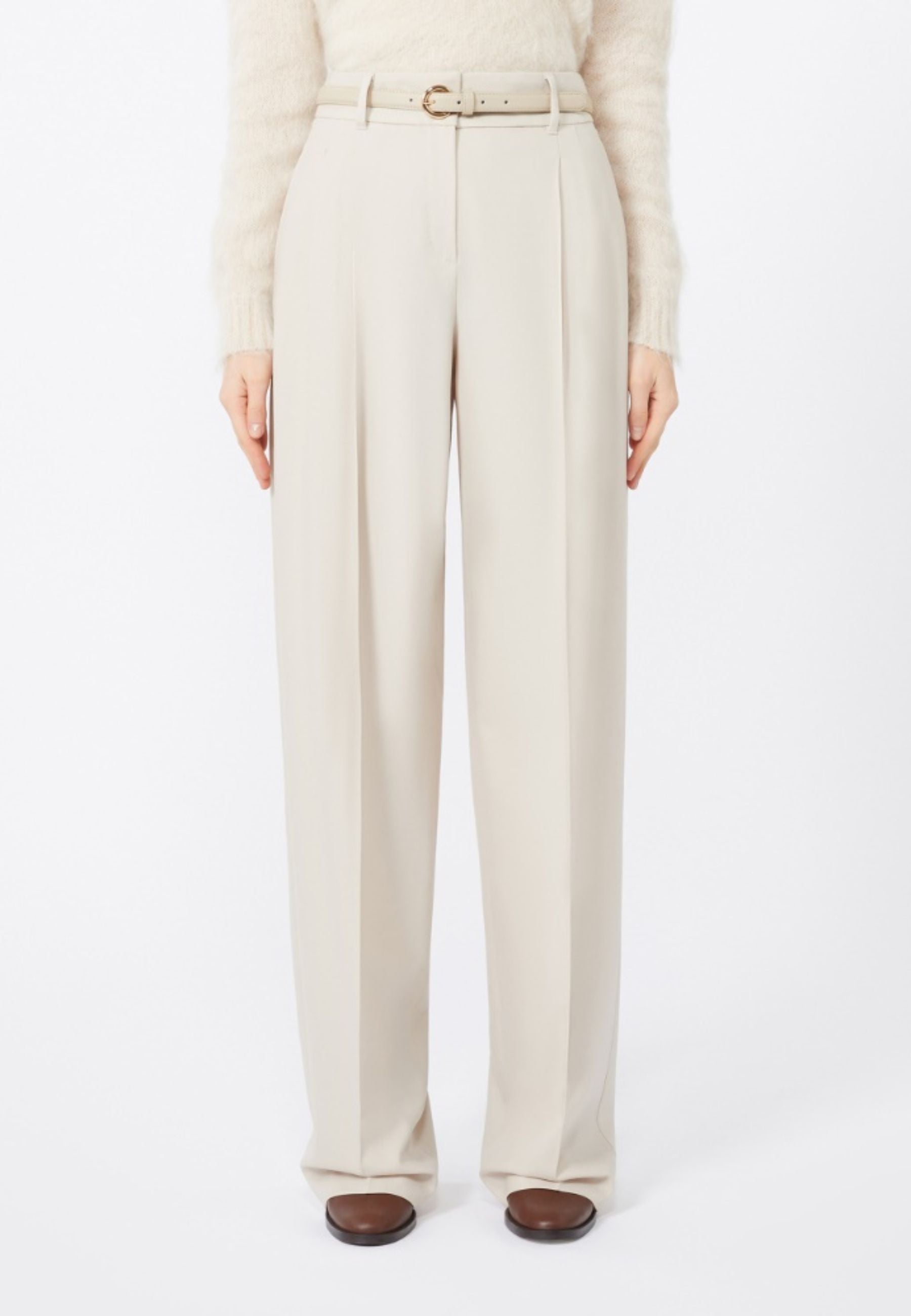 Pantalone in saglia di lana - Beige