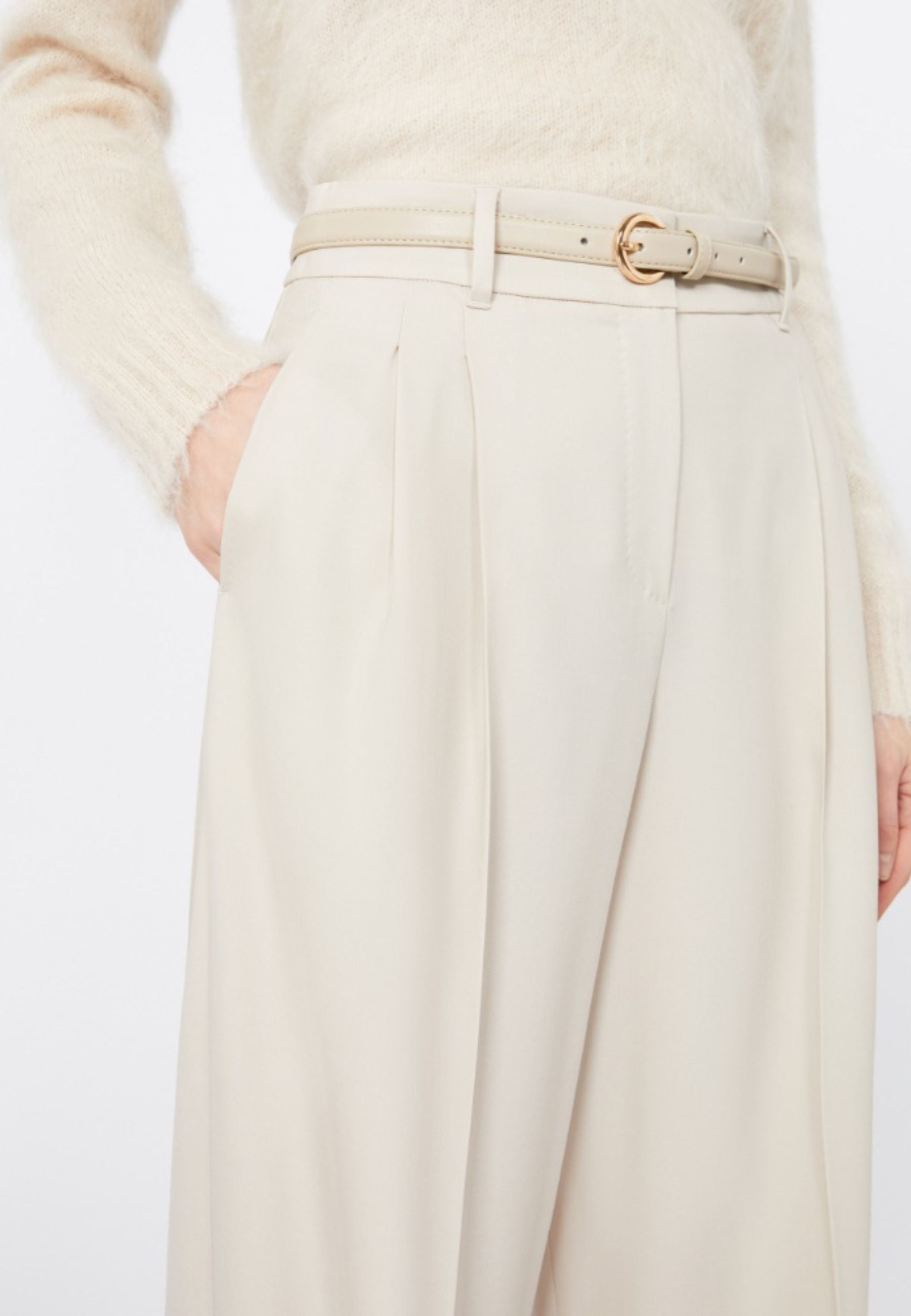 Pantalone in saglia di lana - Beige