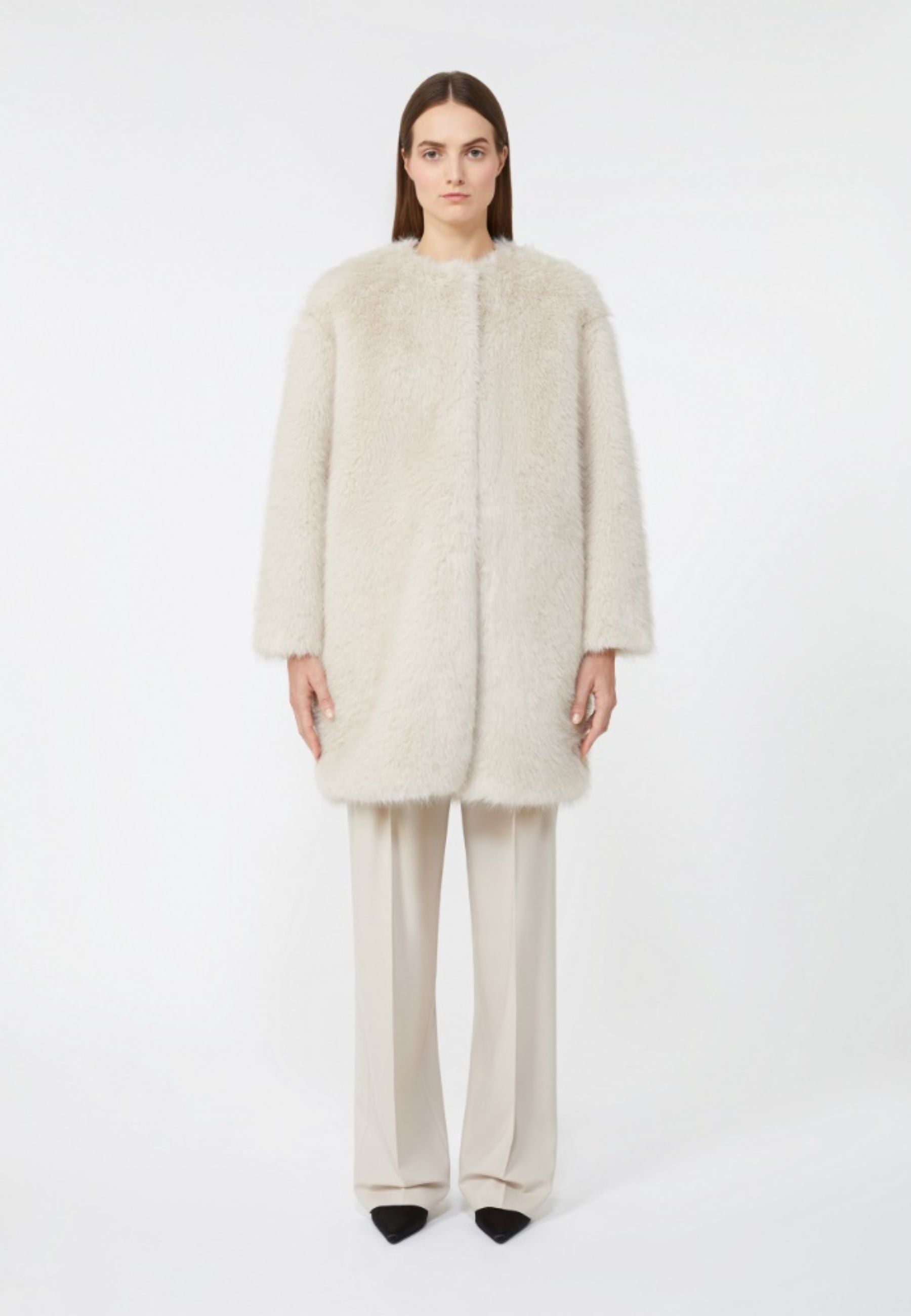 Cappotto in tessuto effetto faux fur