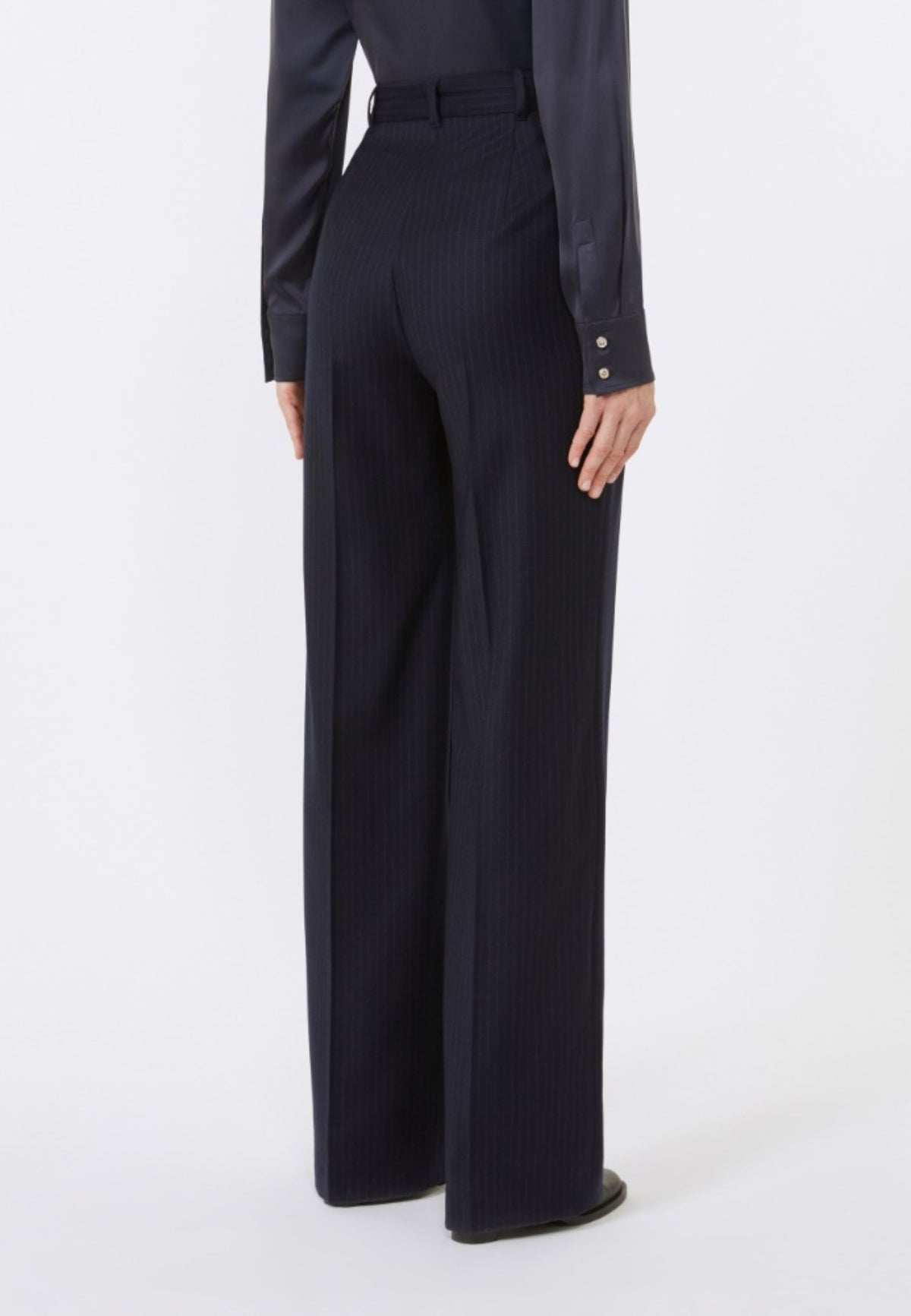 Max Mara Studio Pantalone in flanella di lana stretch gessata