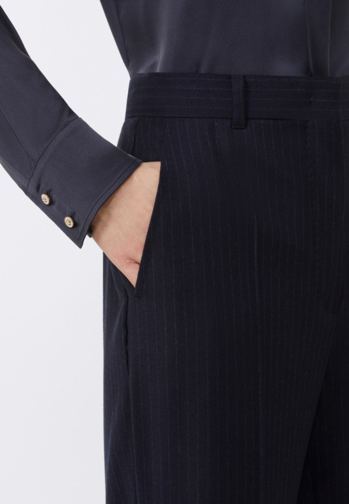 Max Mara Studio Pantalone in flanella di lana stretch gessata