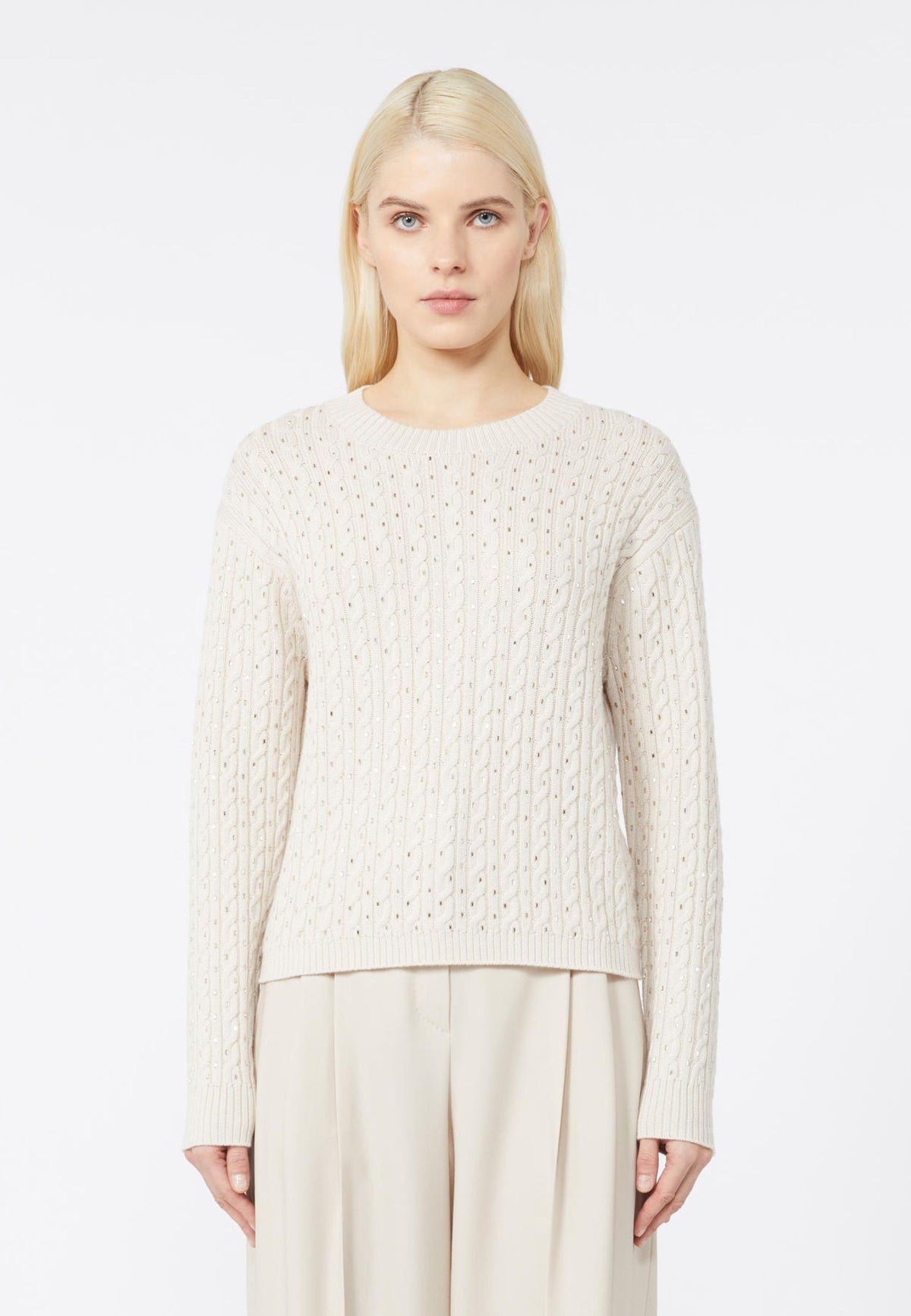 Maglia girocollo in lana con ricami