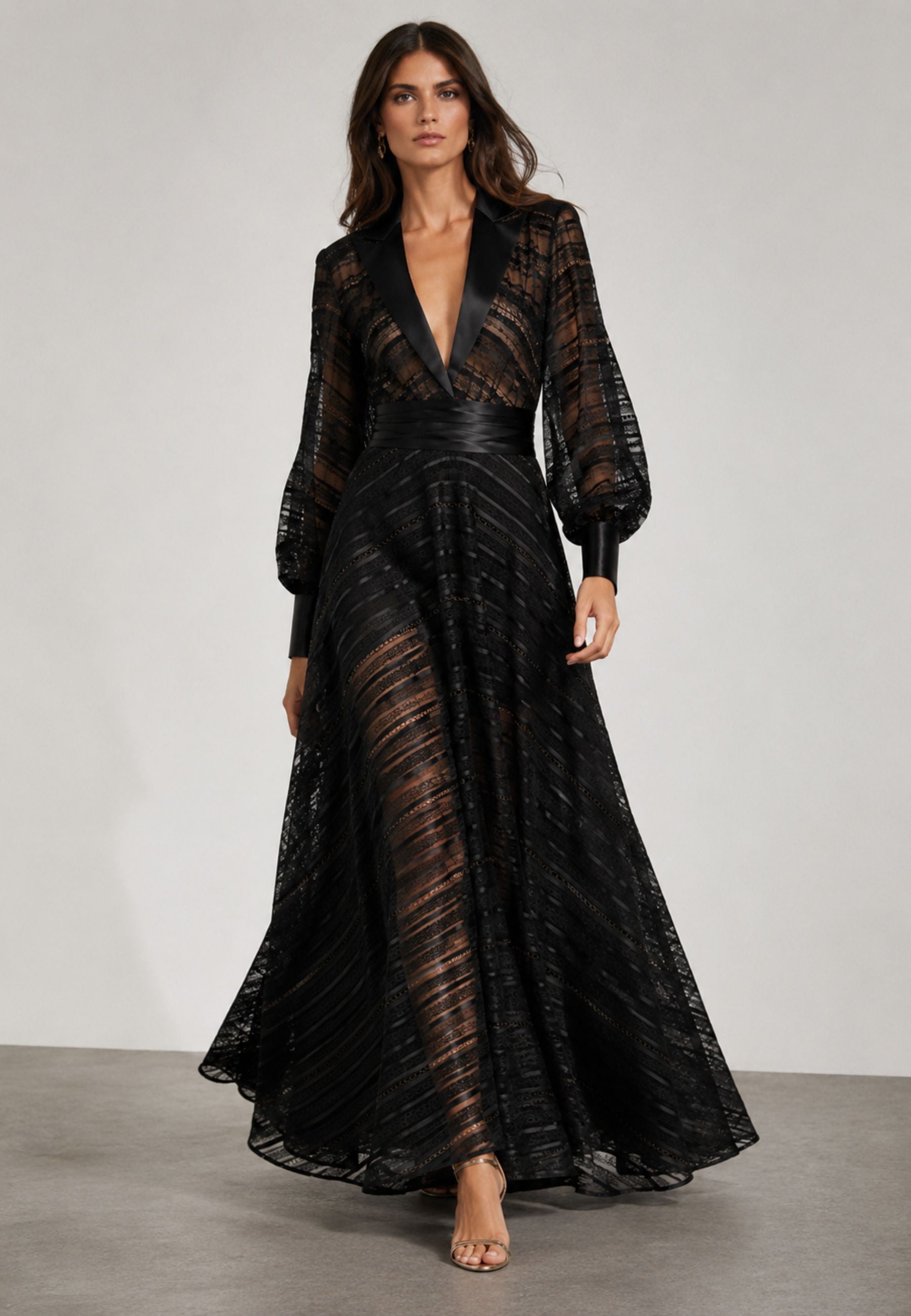 Abito Lungo Babylon in Pizzo Nero