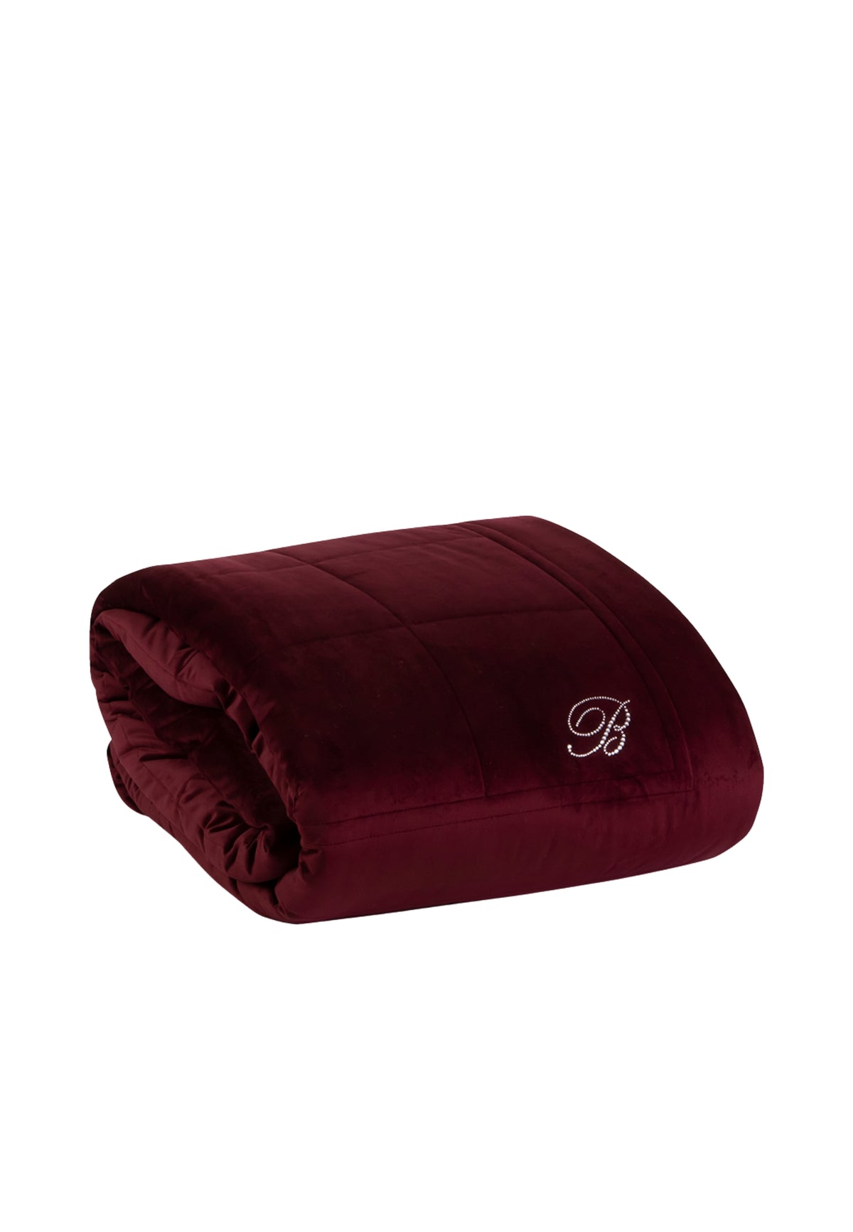 Blumarine Trapunta Matrimoniale Blu Velvet in Velluto con Cristalli Swarovski - Bordeaux
