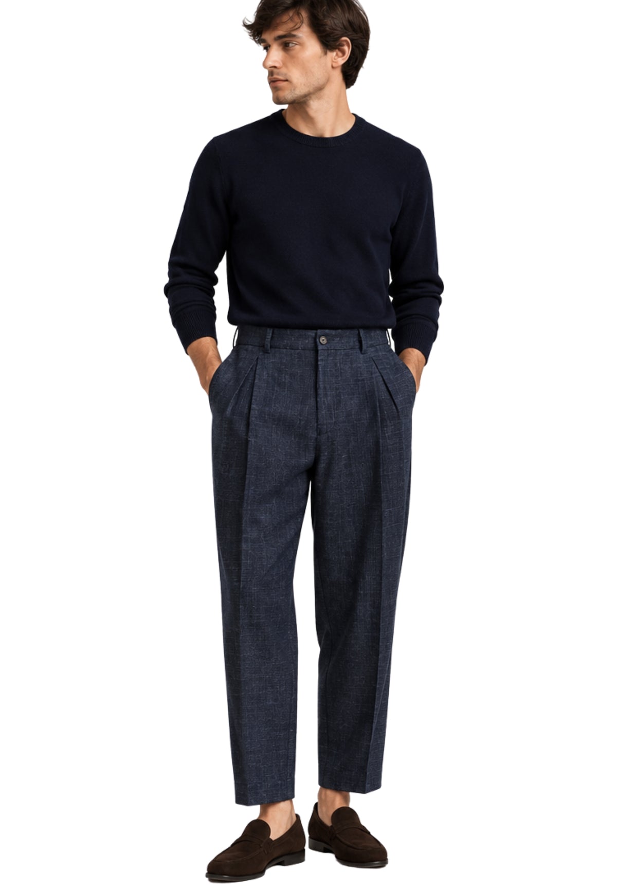 Briglia 1949 - Pantaloni Portobellos in lana vergine con pieghe