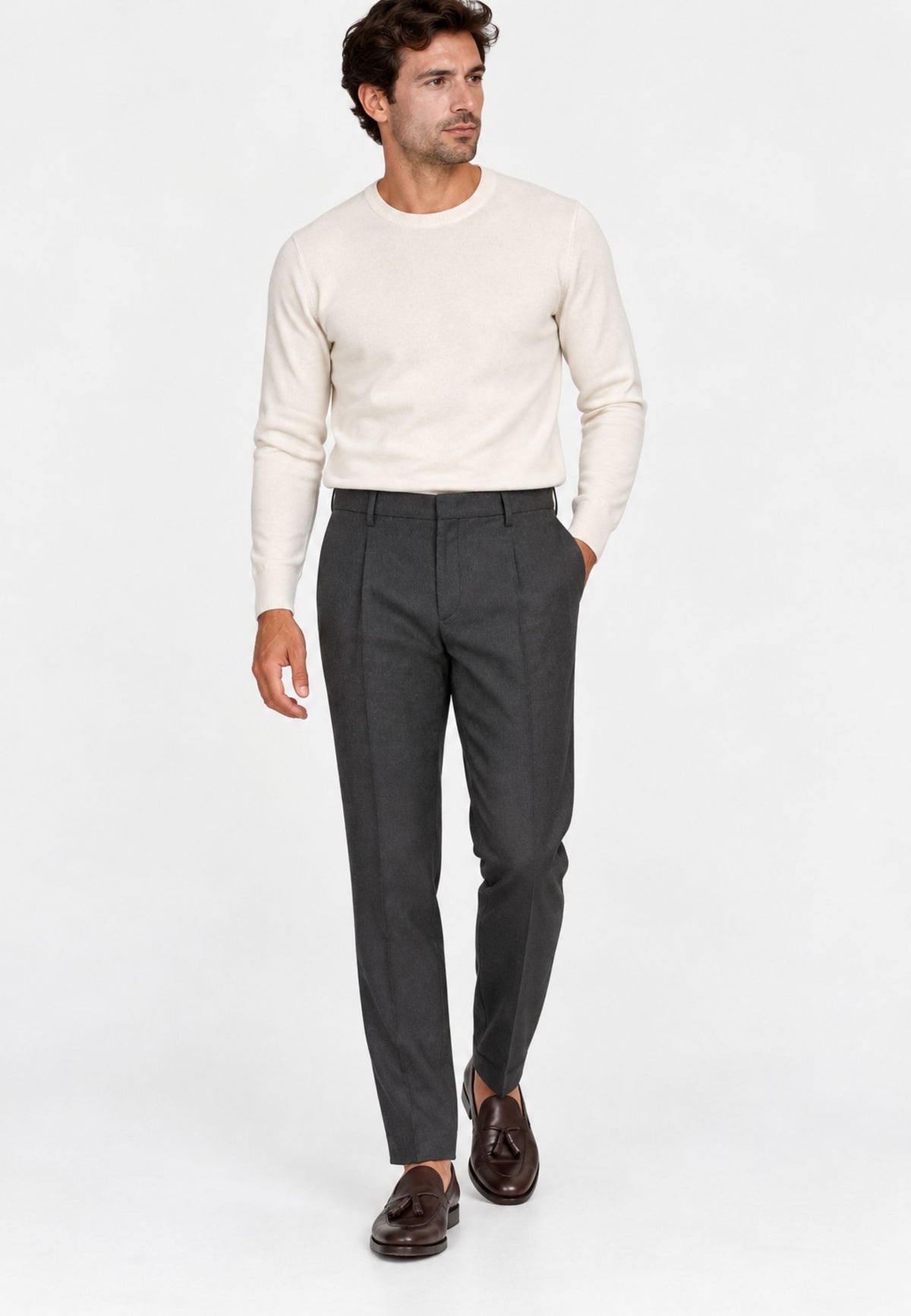 Briglia 1949 - Pantalone uomo in lana stretch grigio acciaio