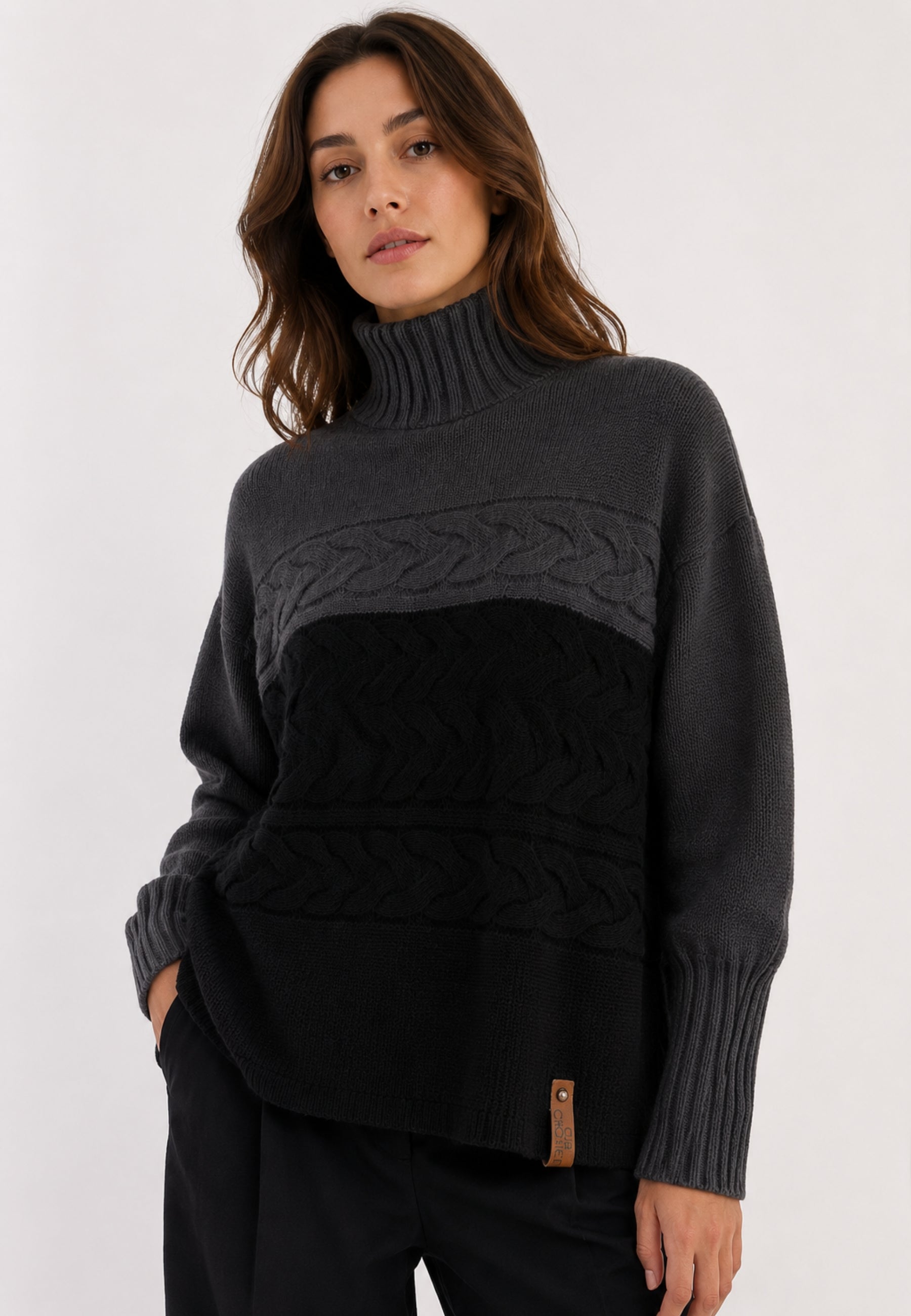 Club Crochet Maglia Donna Collo Alto Bicolore