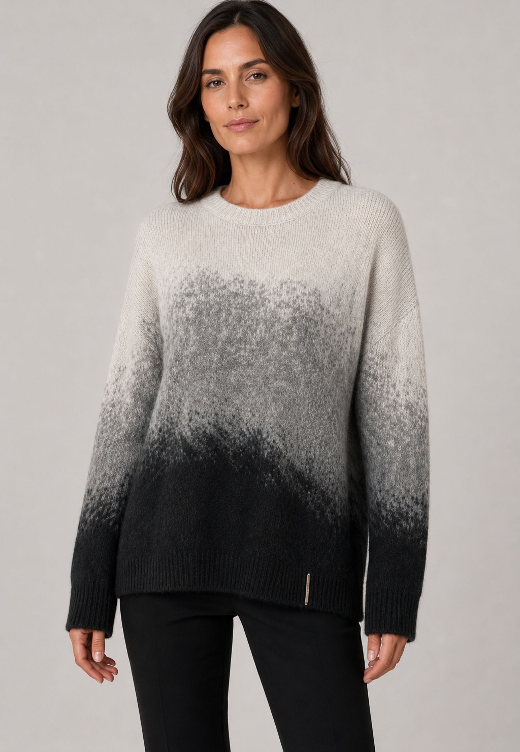 Club Crochet Maglia Donna Sfumata Panna, Grigio e Nero