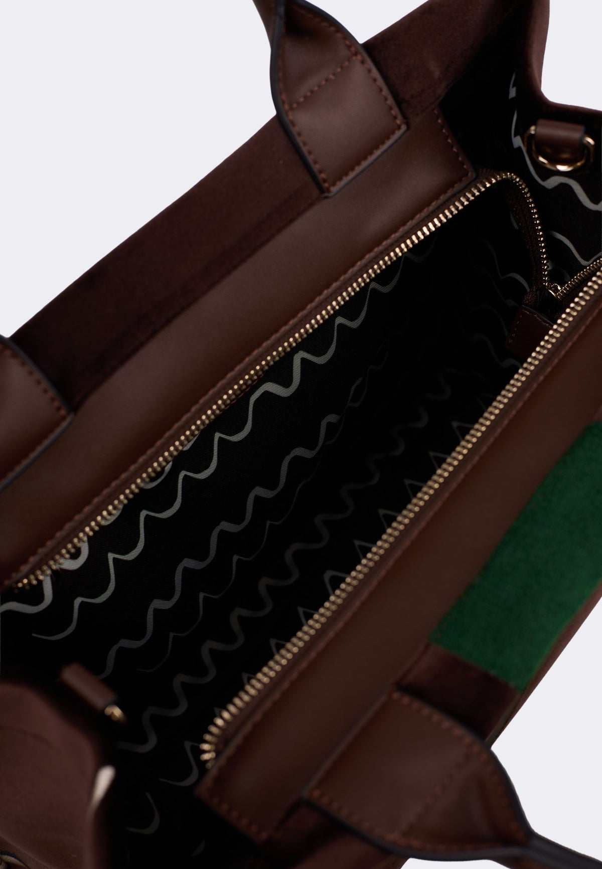 Cromia - Borsa Tote in Pelle con Ricami Multicolor Marrone e Verde