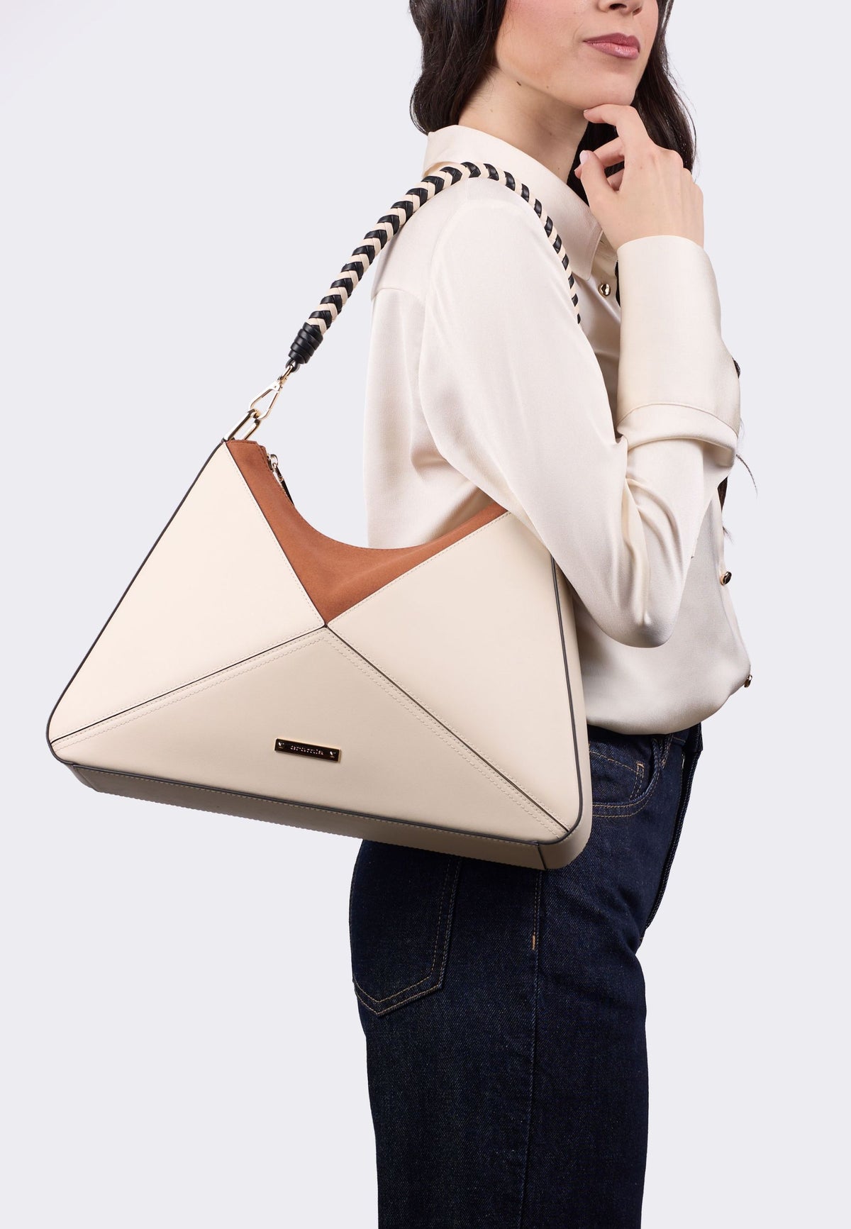 Cromia Neris Borsa Hobo in Pelle - Champagne