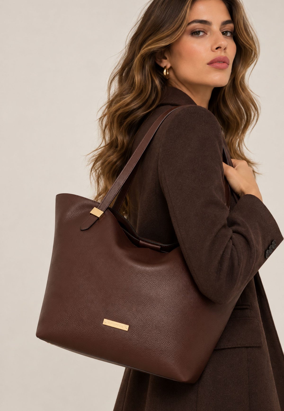 Cromia Borsa Axis Shopper in Vera Pelle Testa di Moro