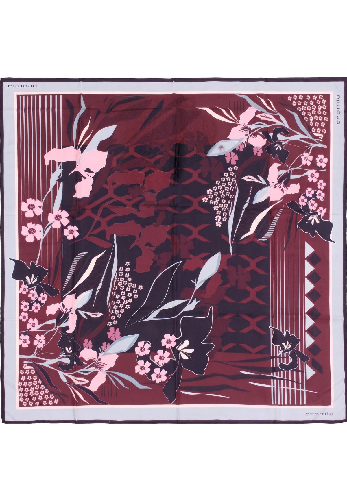 Cromia Foulard Osaka Amaranto con Stampa Floreale 65×65 cm