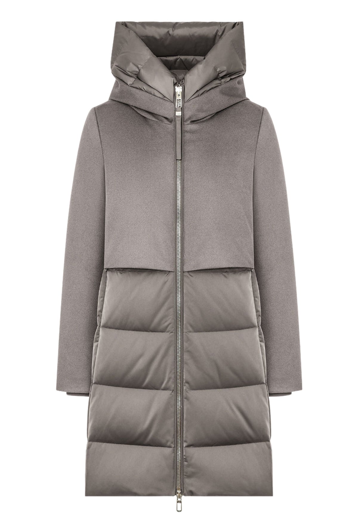 DUNO BALLON X - Piumino Lungo Donna Bi-Materiale con Cappuccio
