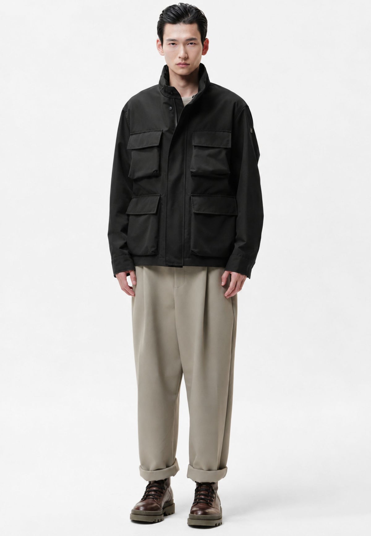 DUNO TREVOR B - Field Jacket Uomo in Tessuto Tecnico 3-Layer con Cappuccio a Scomparsa
