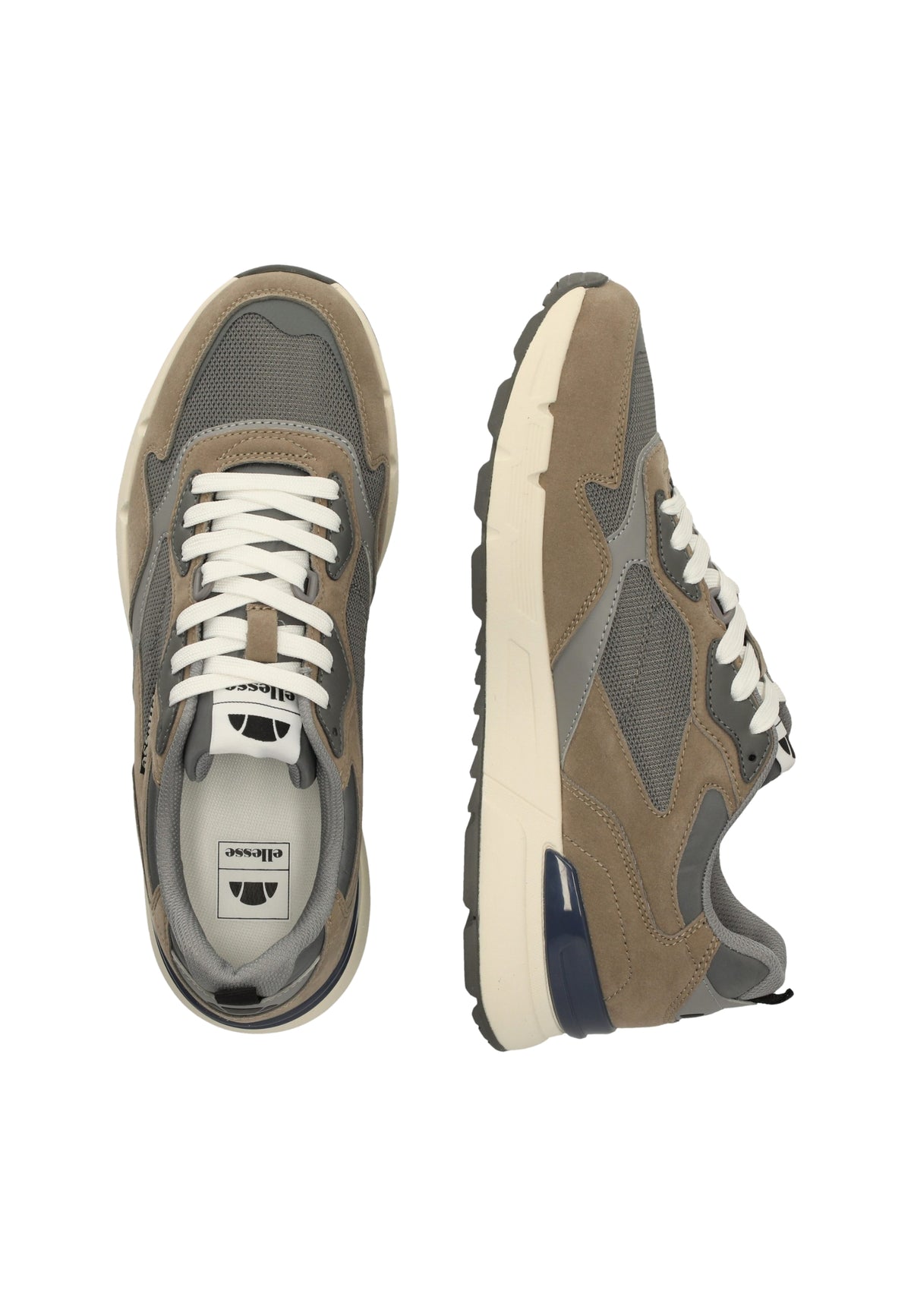 Ellesse Chad Sneakers in Mesh e Inserti Effetto Suede - Tortora e Grigio