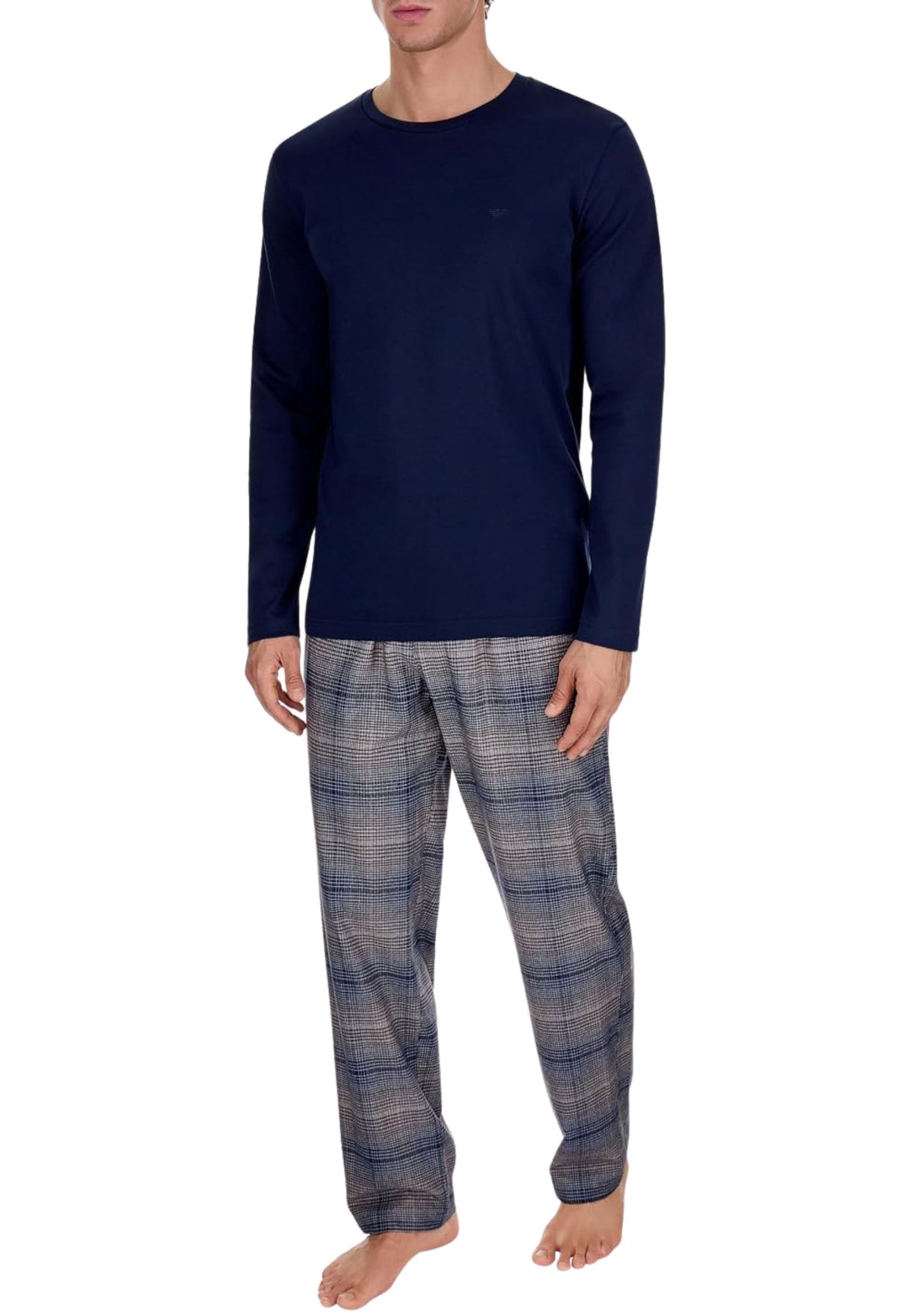 Emporio Armani - Pigiama Lungo in Cotone con Pantaloni Check
