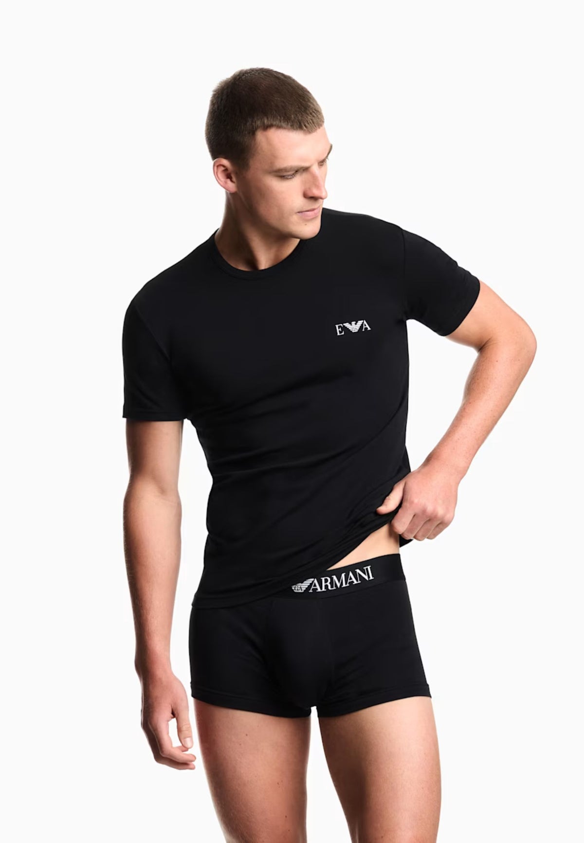 Emporio Armani - T-shirt stretch girocollo in pack da 2