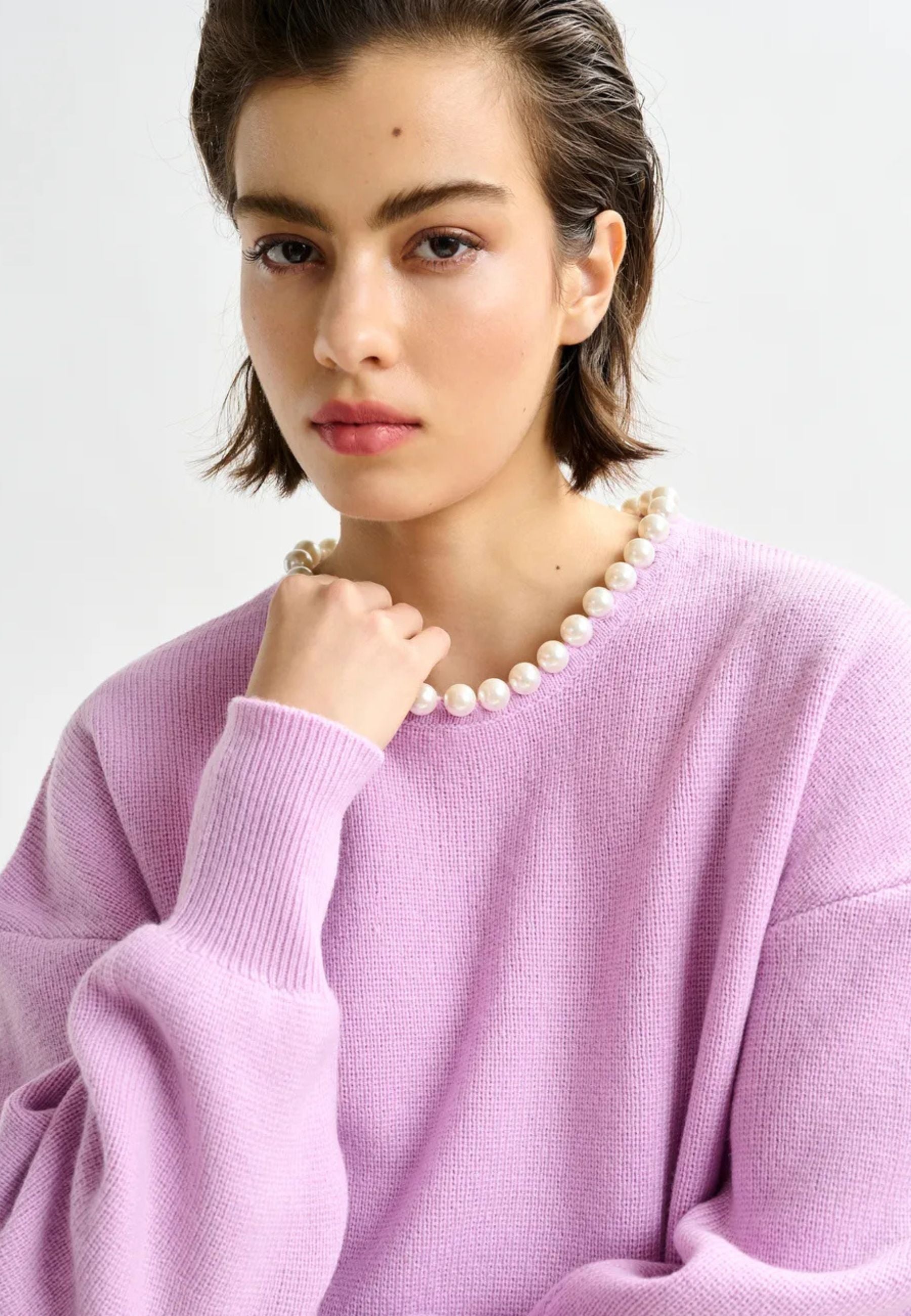 Essentiel Antwerp - Maglione rosa con perle