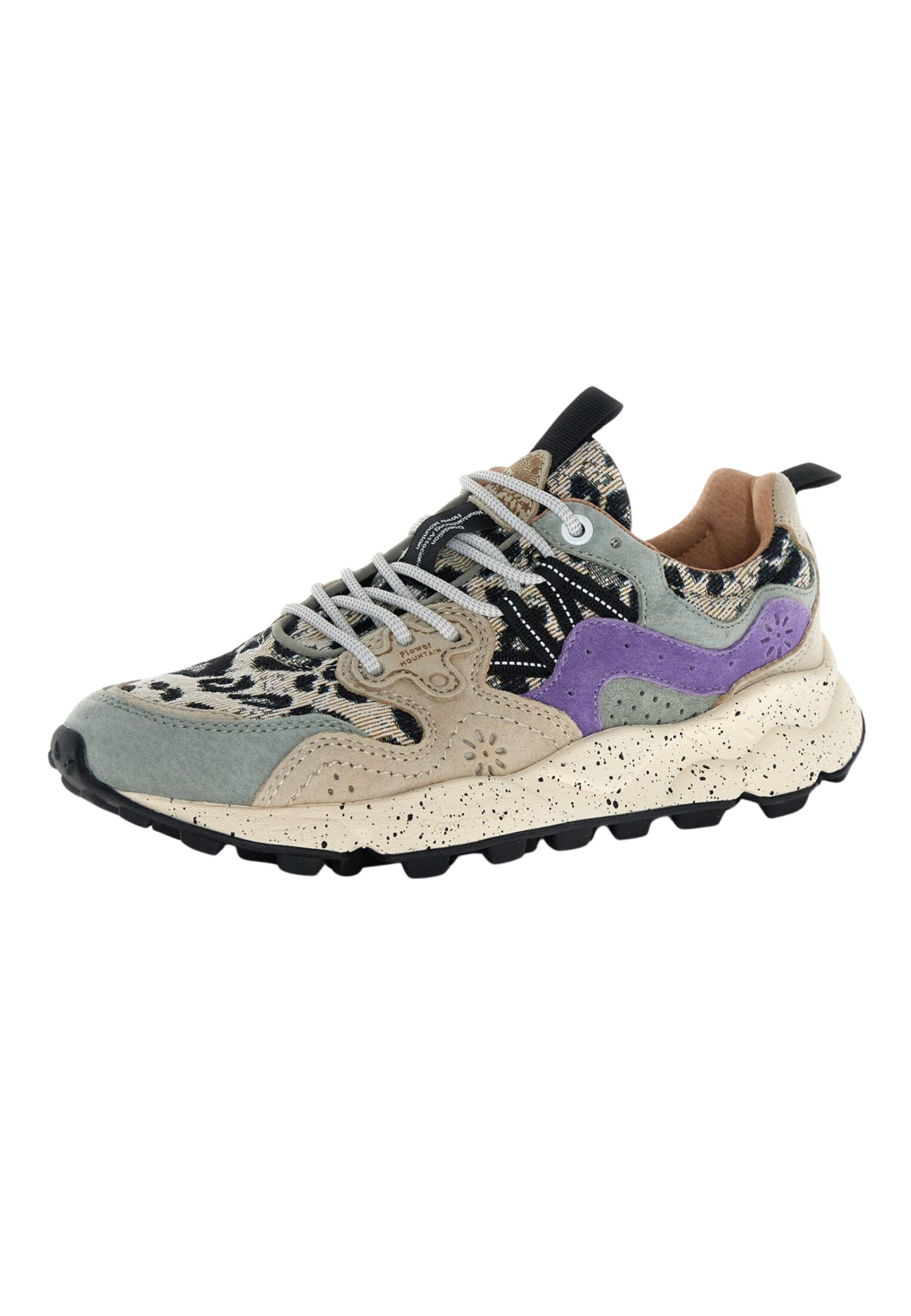 FLOWER MOUNTAIN - Sneaker Donna in Nubuck e Tessuto Jacquard Multicolor