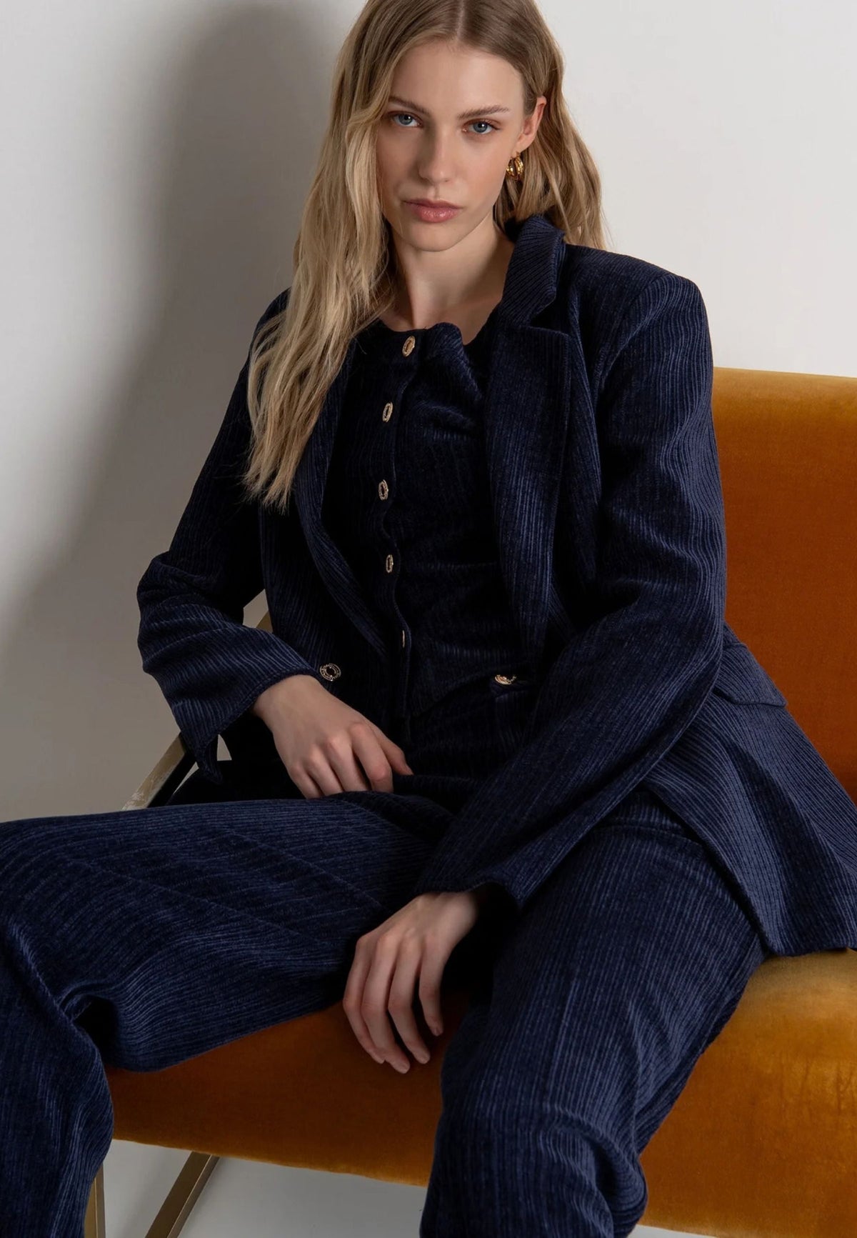 FRACOMINA Blazer Lungo in Velluto Blu
