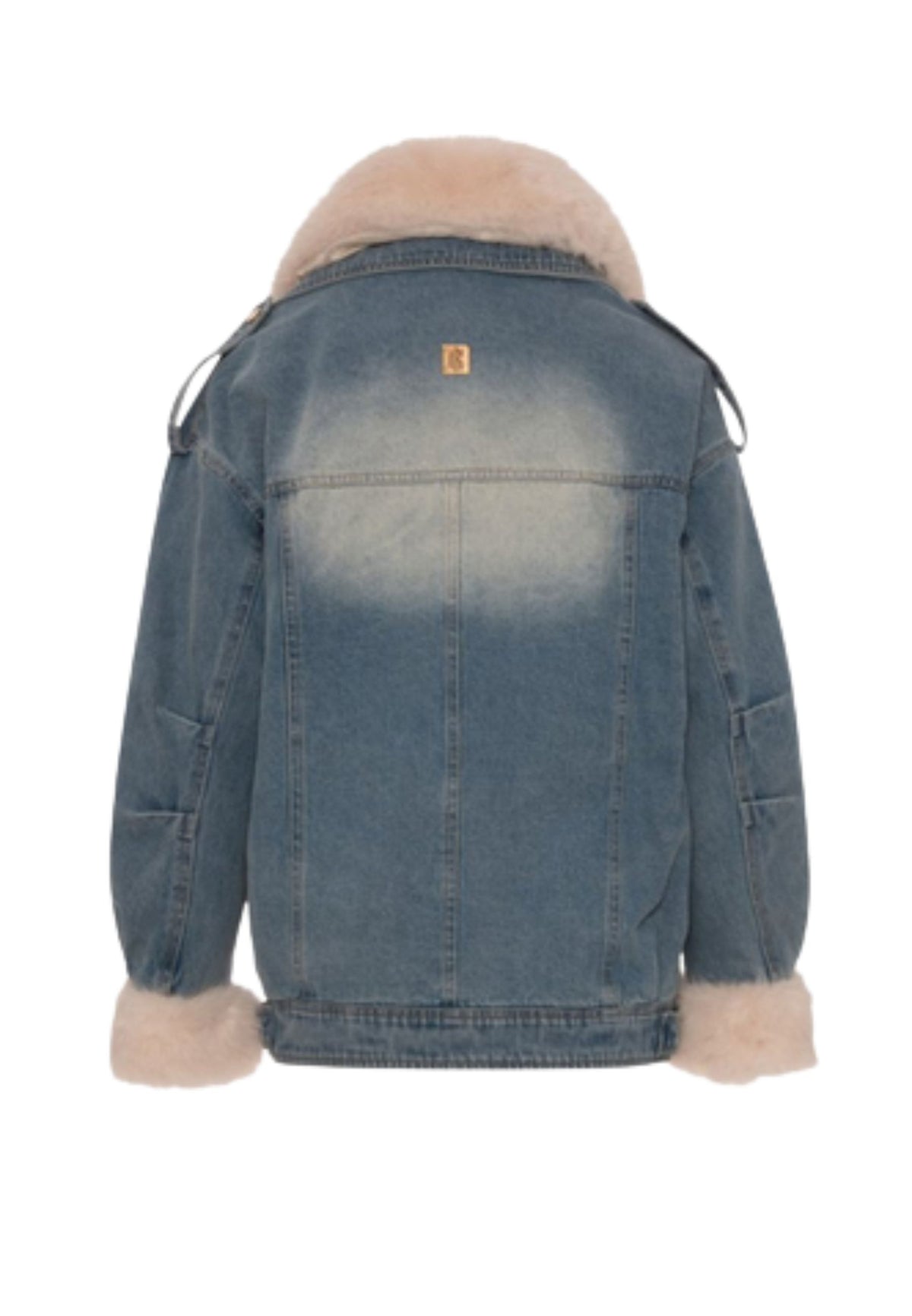 Fracomina - Giacca in denim con dettagli in ecopelliccia