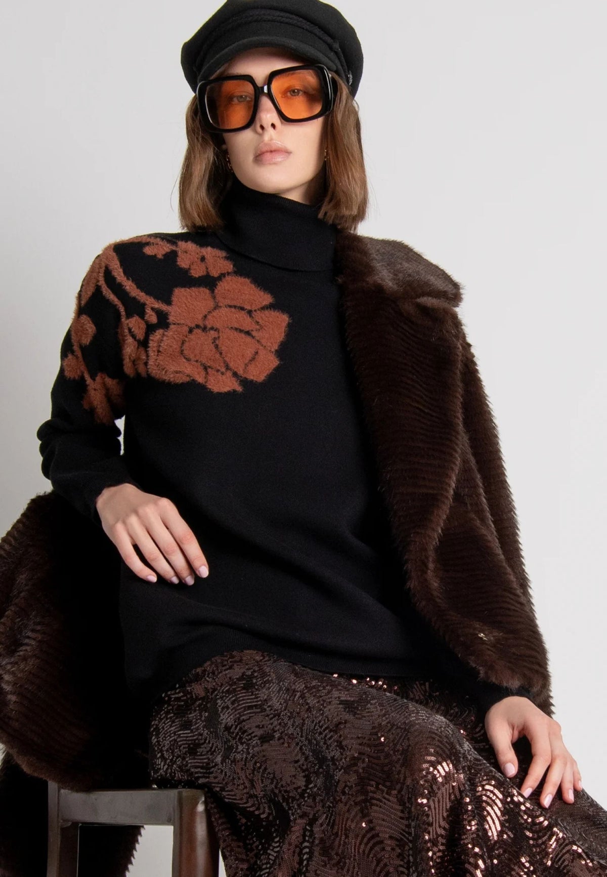 FRACOMINA - Maglia regular con jacquard a fiori