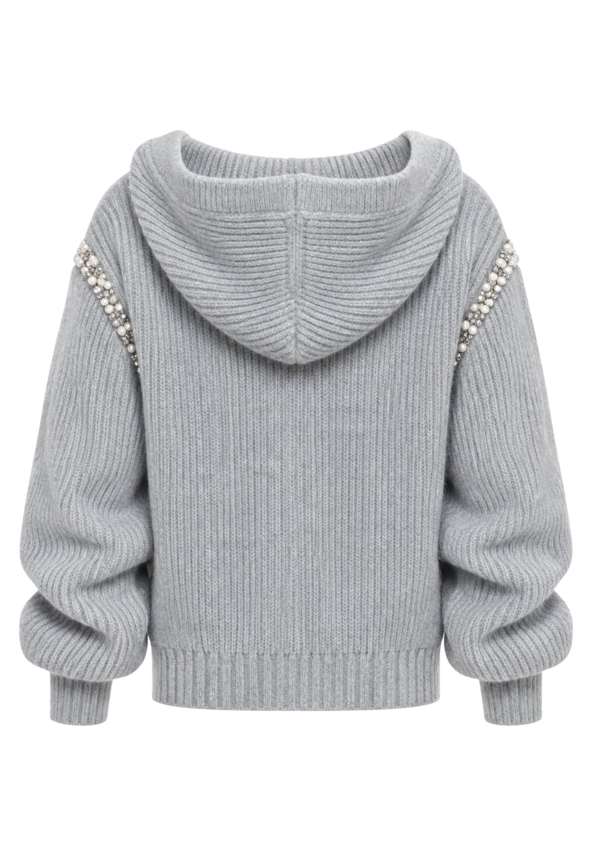 Fracomina Cardigan con Cappuccio e Dettagli Gioiello - Grigio