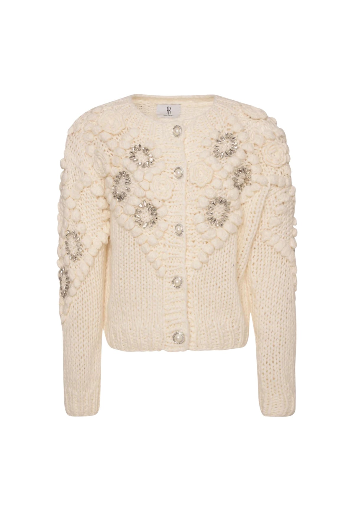 FRACOMINA - Cardigan regular con applicazioni gioiello