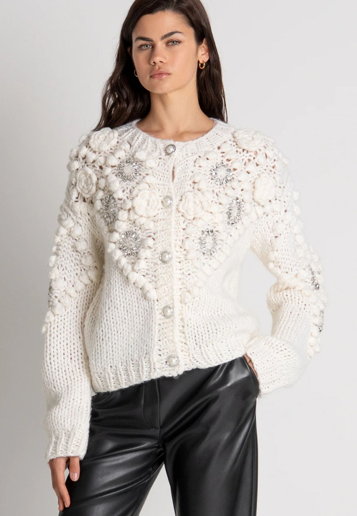 FRACOMINA - Cardigan regular con applicazioni gioiello