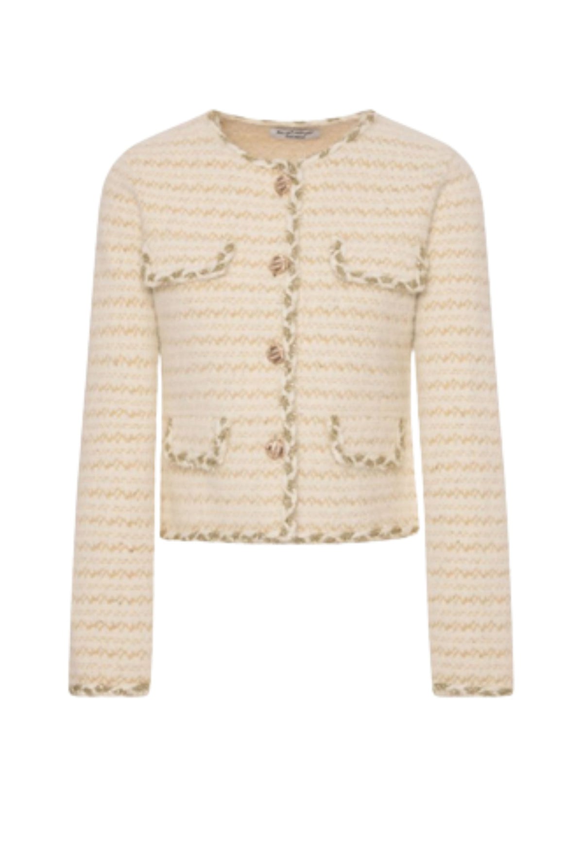 Fracomina Cardigan Bouclé con Tasche - Panna