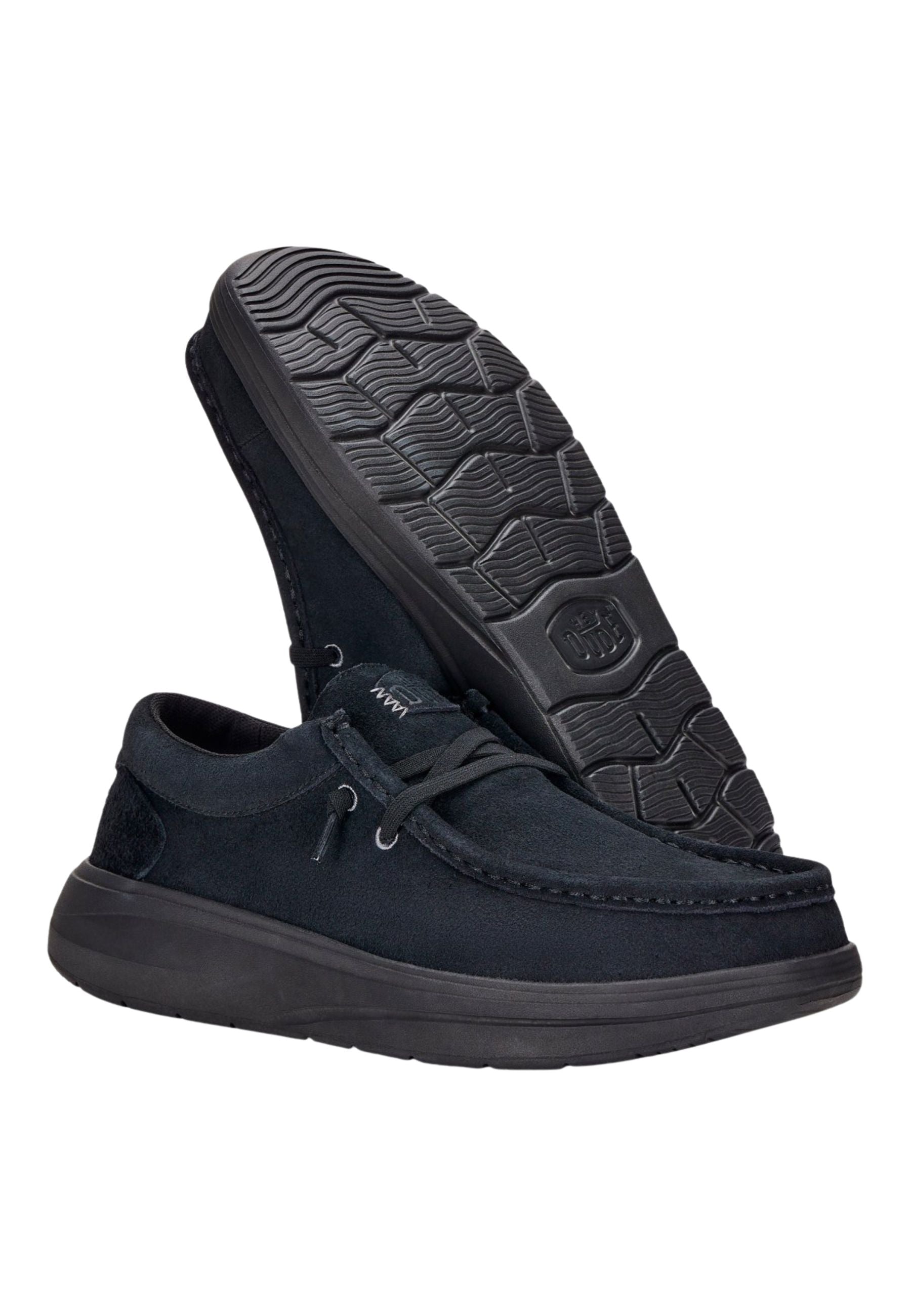 HEYDUDE Wally COMF Suede - Mocassino Uomo in Camoscio Nero
