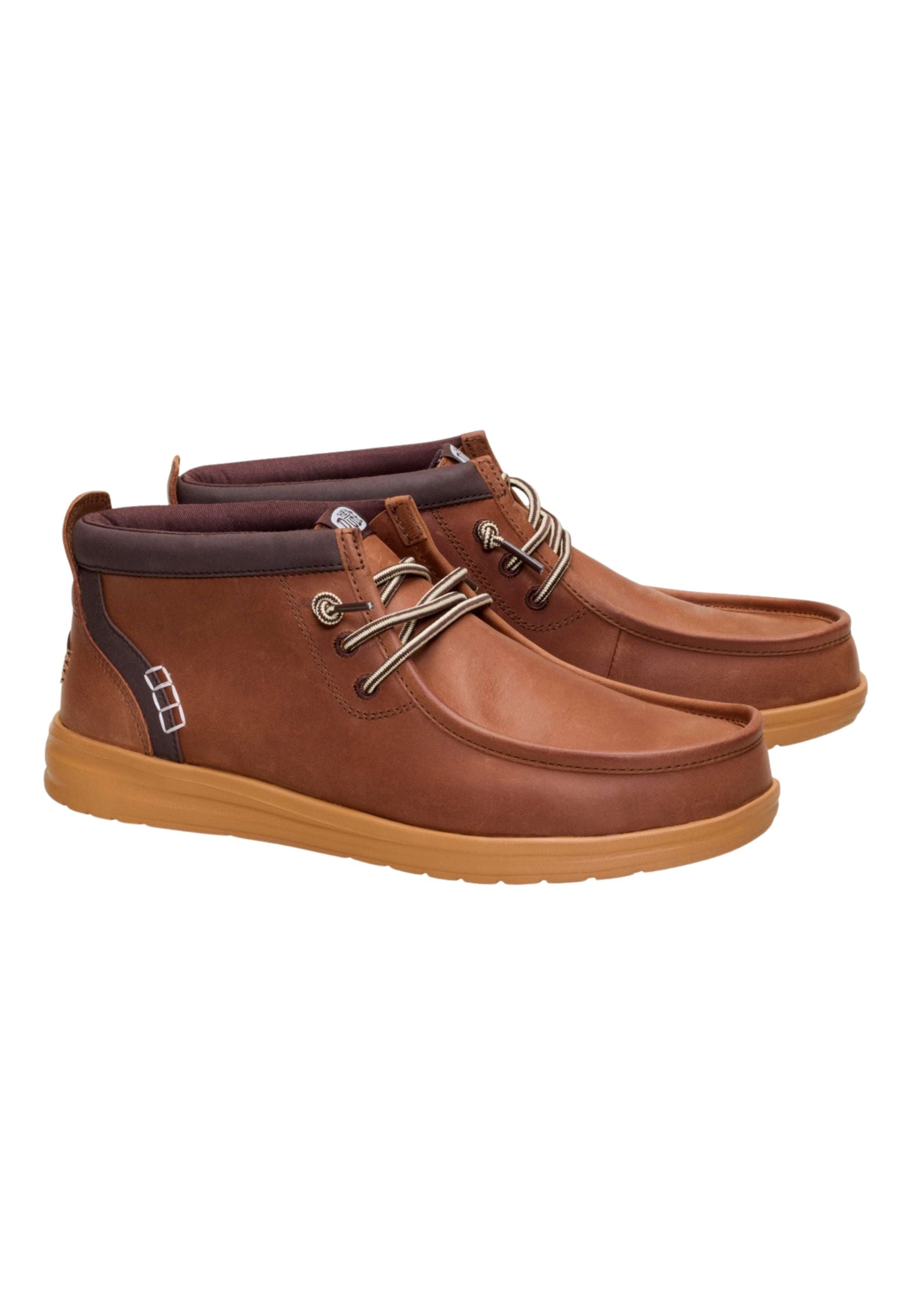 HEYDUDE Wally Mid GripR Leather - Polacchino Uomo Robe Brown/Mole Brown