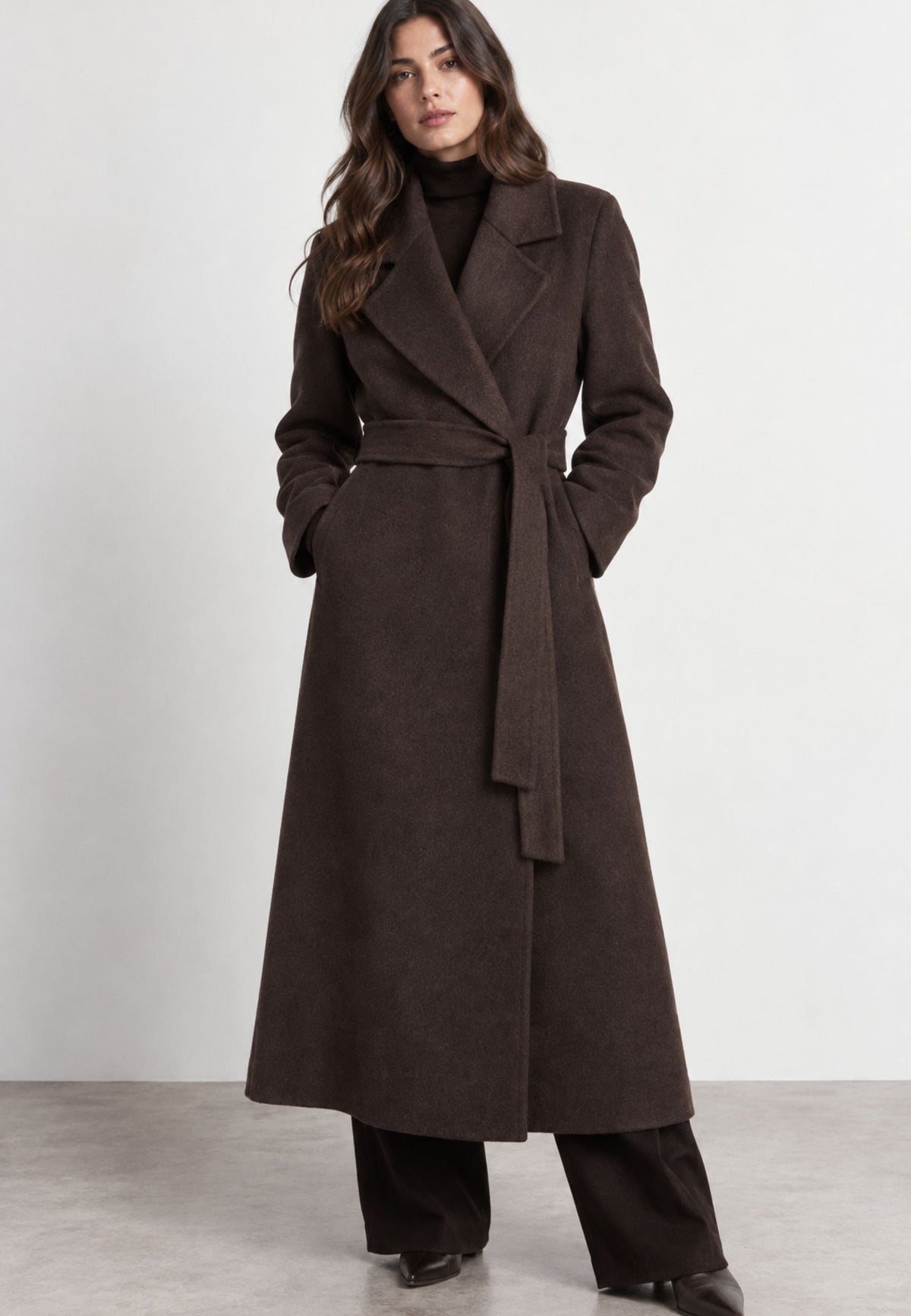 iBlues - Cappotto doppiopetto in misto lana con cintura