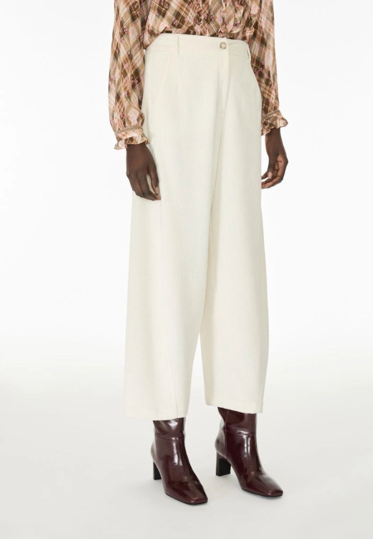 iBlues - Pantaloni Barrel in Velluto a Coste Avorio