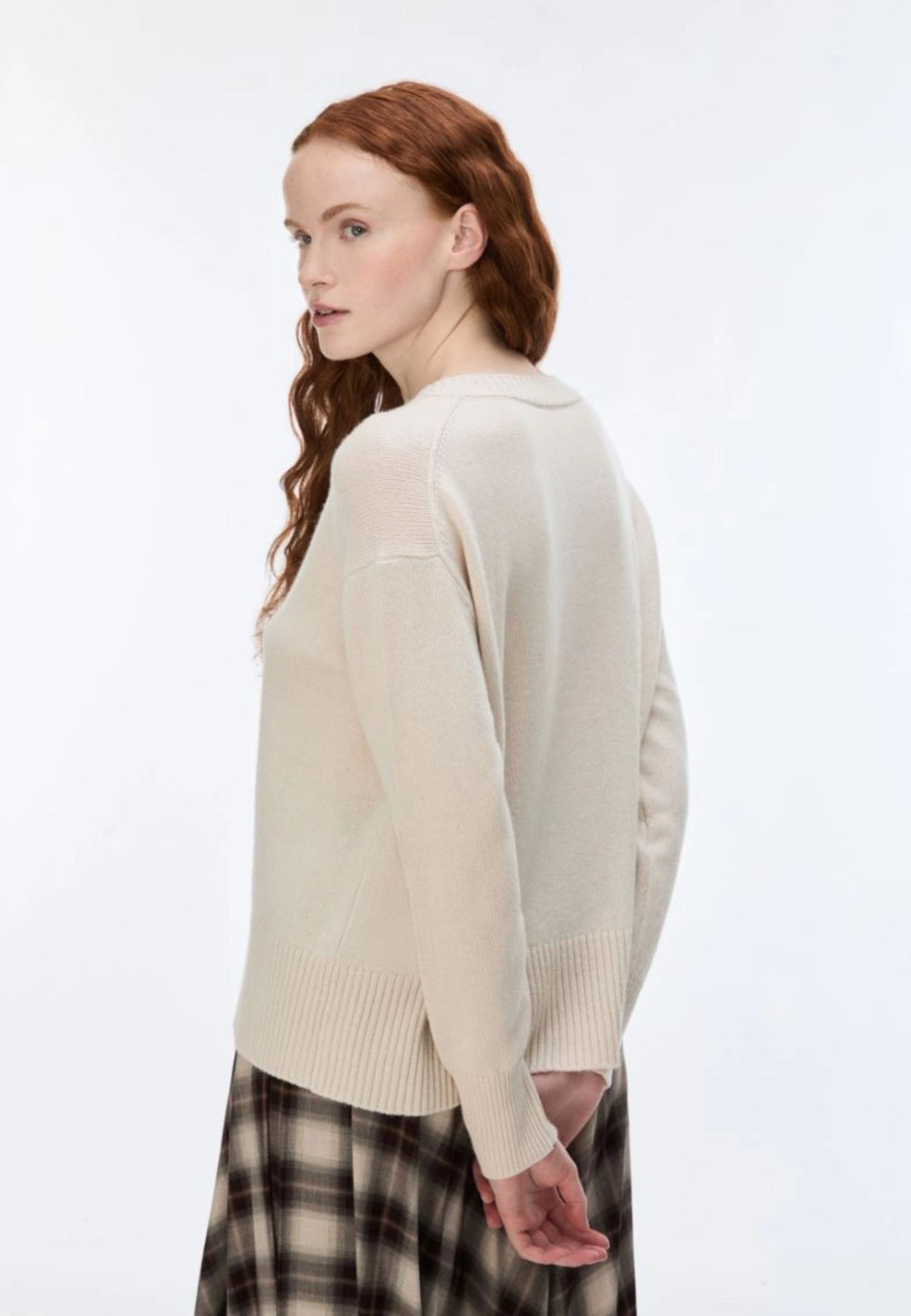 iBlues - Maglia a V in Misto Cashmere Panna