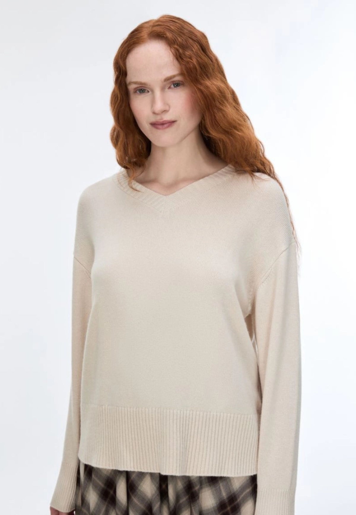 iBlues - Maglia a V in Misto Cashmere Panna