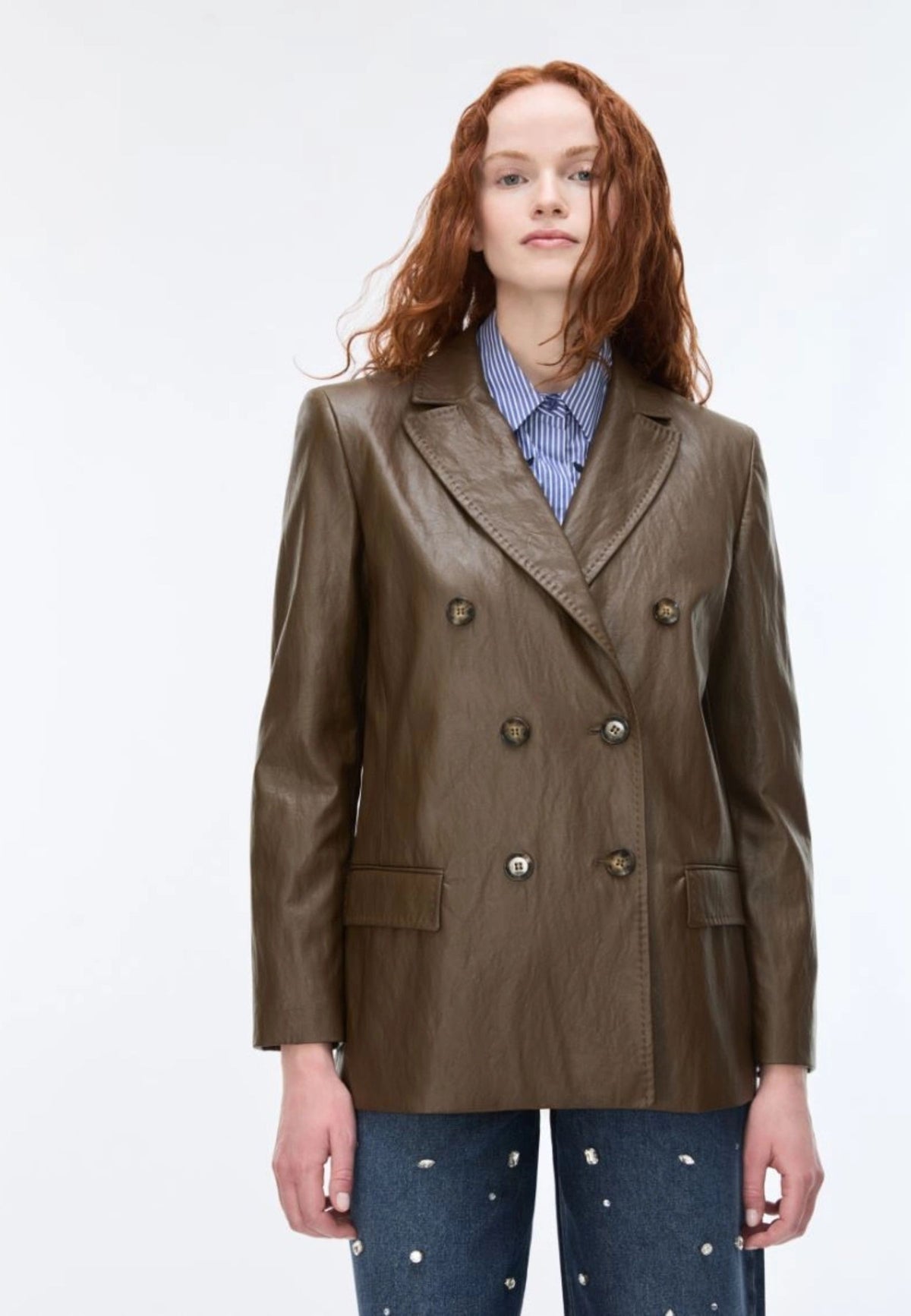 iBlues - Blazer in Tessuto Spalmato Marrone