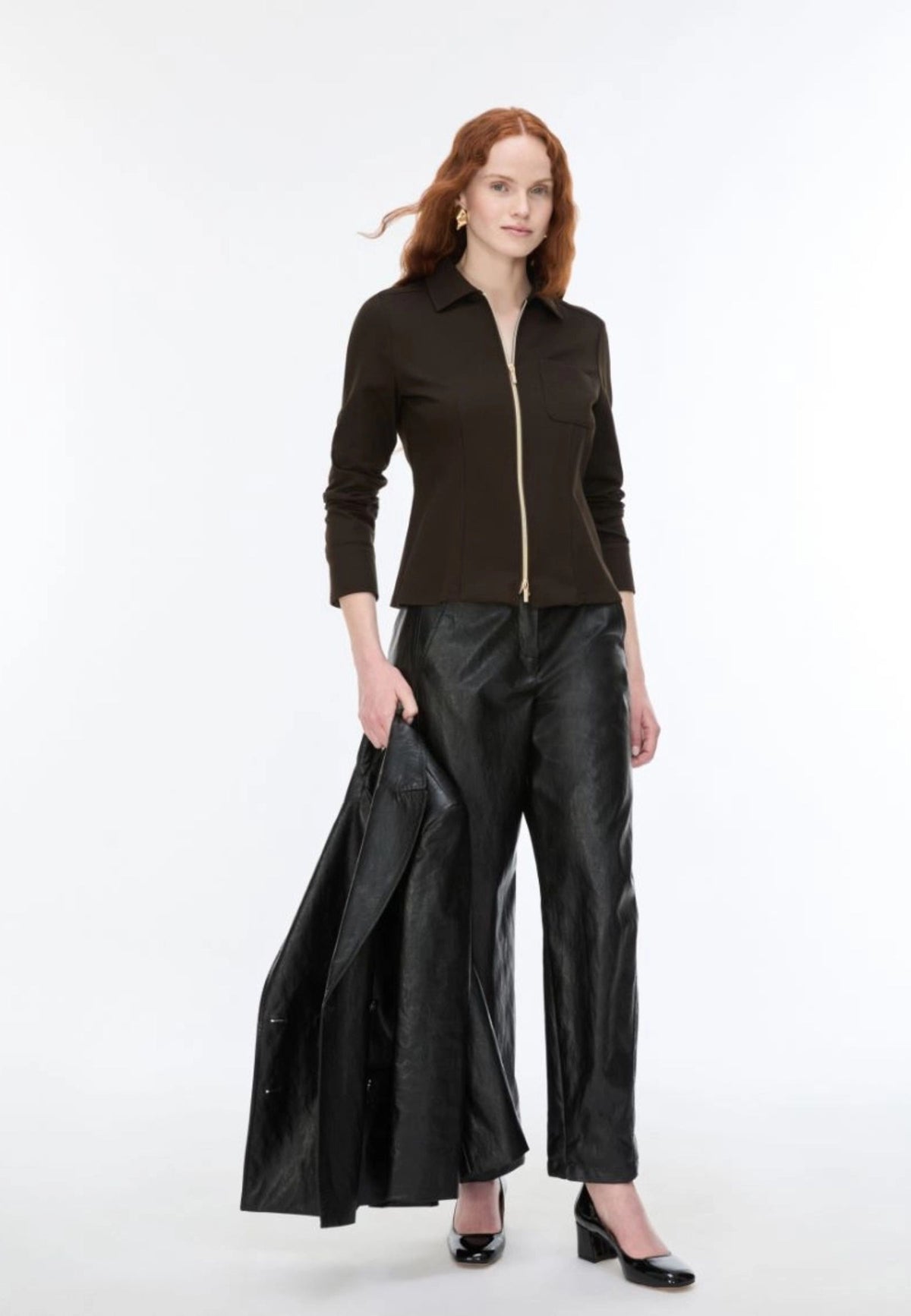iBlues - Pantaloni Barrel in Tessuto Spalmato Nero