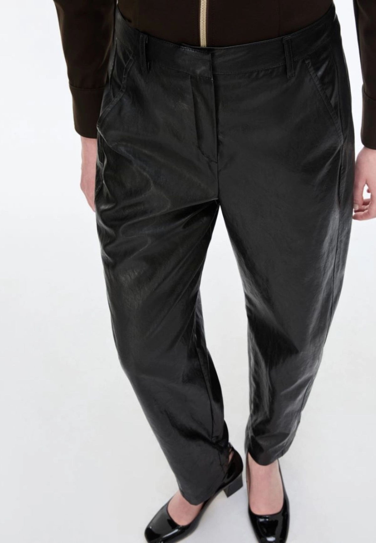 iBlues - Pantaloni Barrel in Tessuto Spalmato Nero