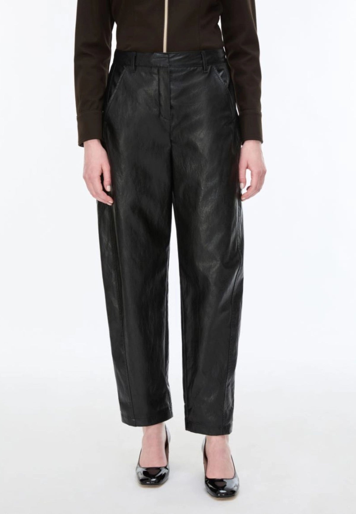 iBlues - Pantaloni Barrel in Tessuto Spalmato Nero