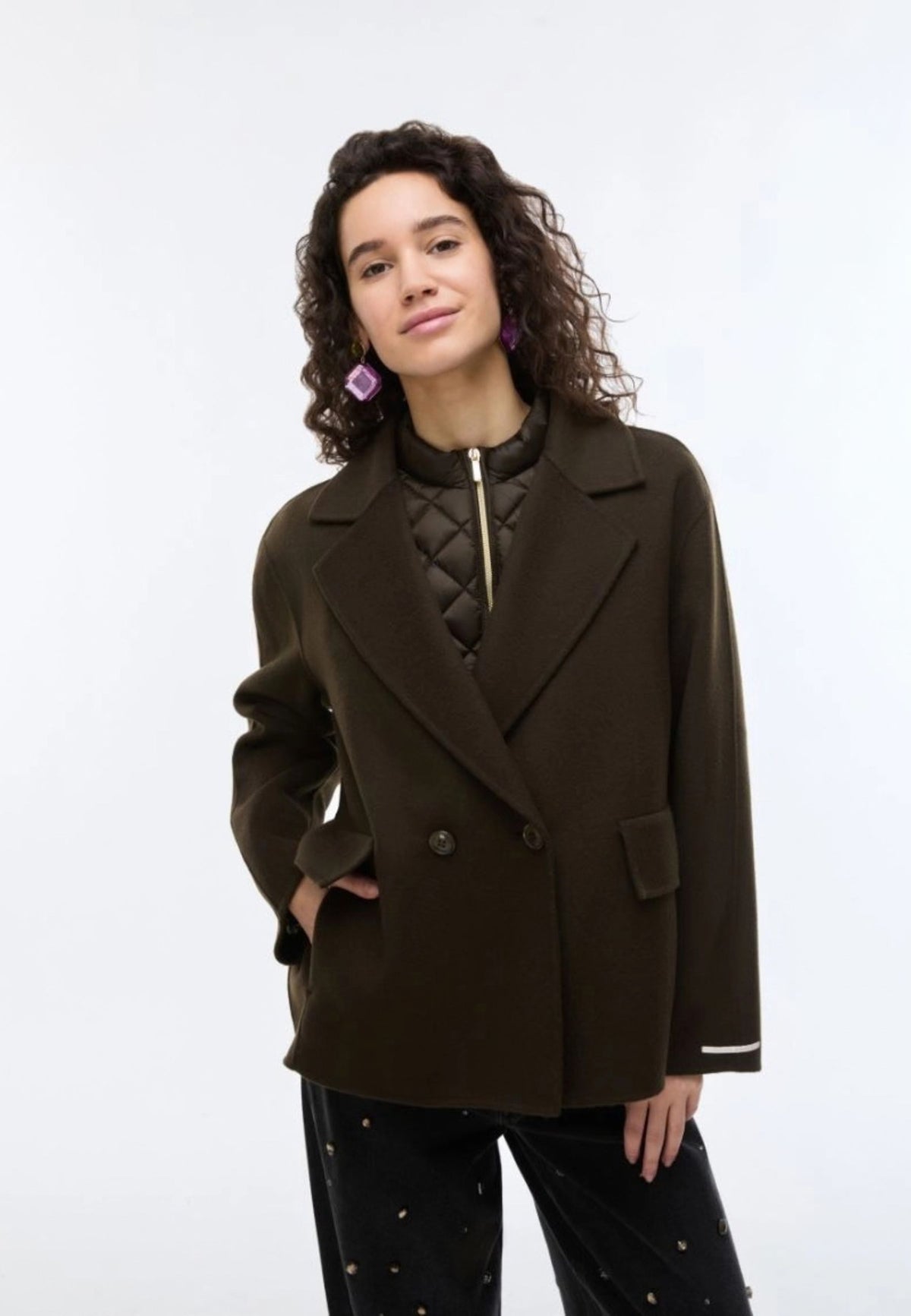 iBlues Giacca Doppiopetto in Misto Lana - Fango
