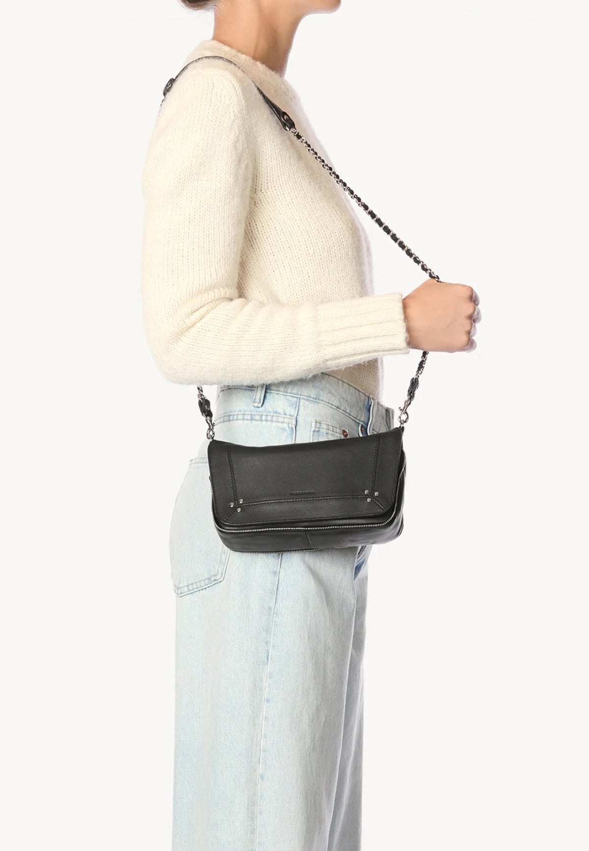 Jérôme Dreyfuss - Borsa Bobi S in pelle nera con dettagli argento