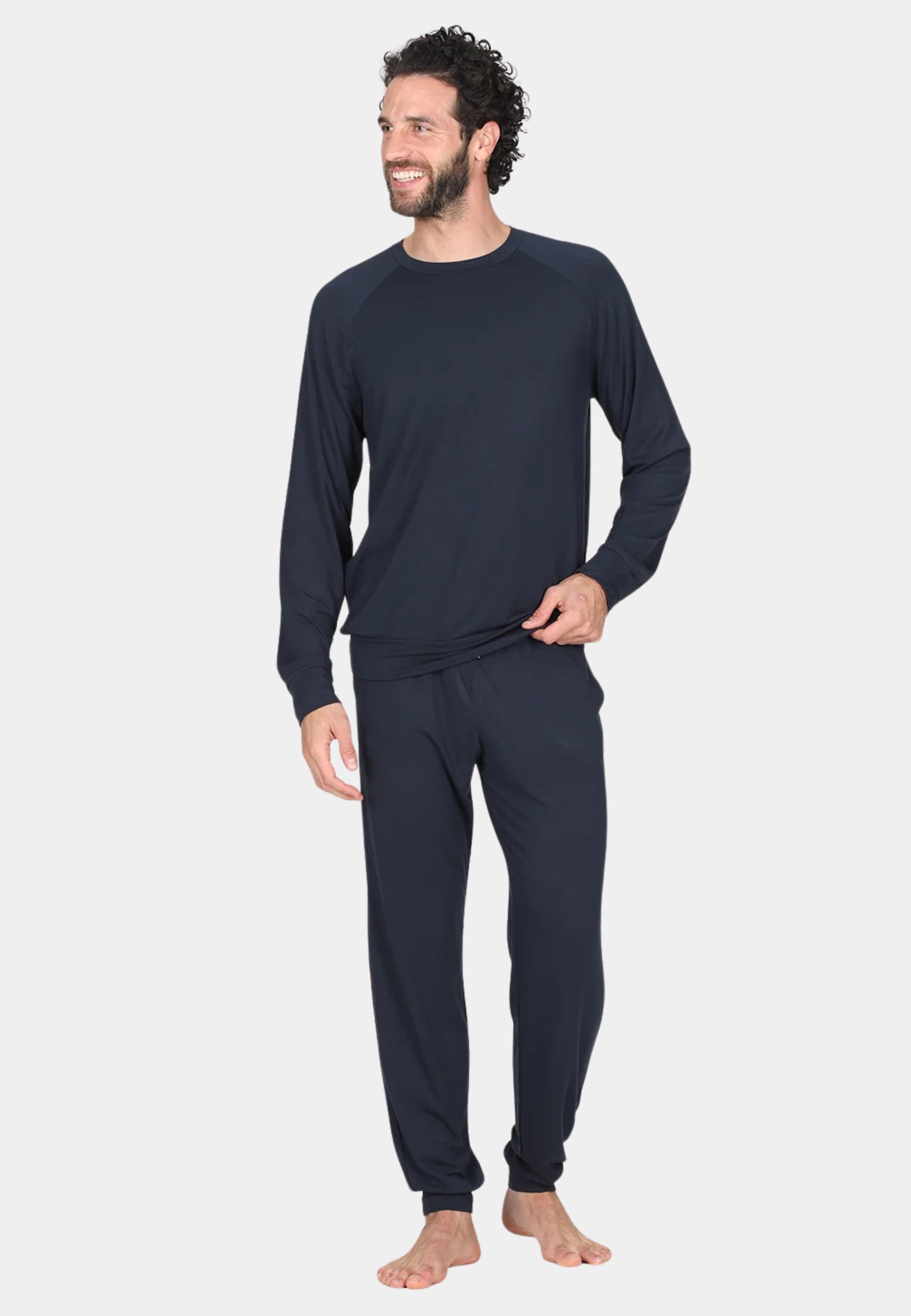 Julipet - Pigiama Uomo Girocollo in Cotone e Micromodal Blu