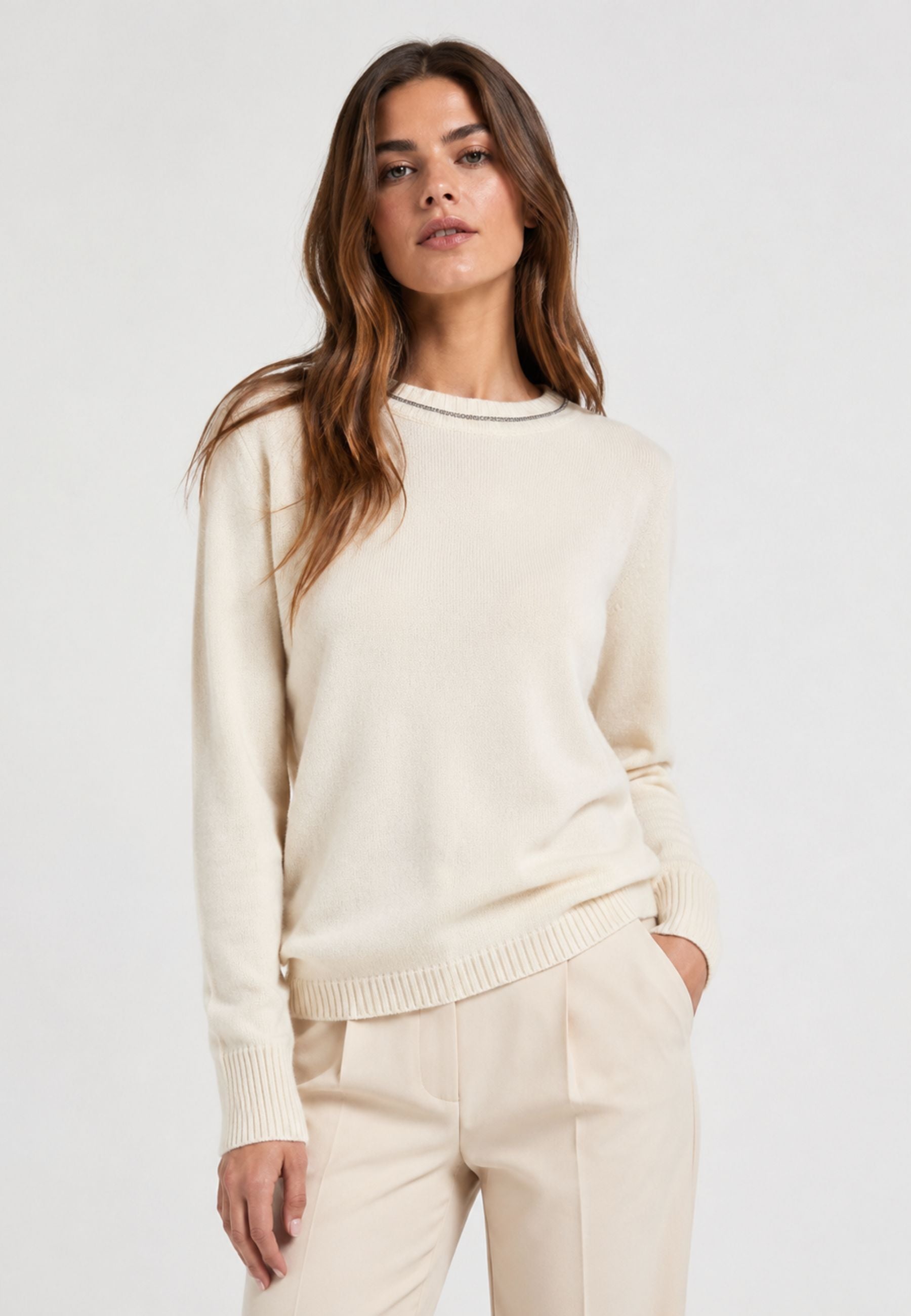 Kangra Cashmere Maglia Donna Scollo a Barca con Passamaneria