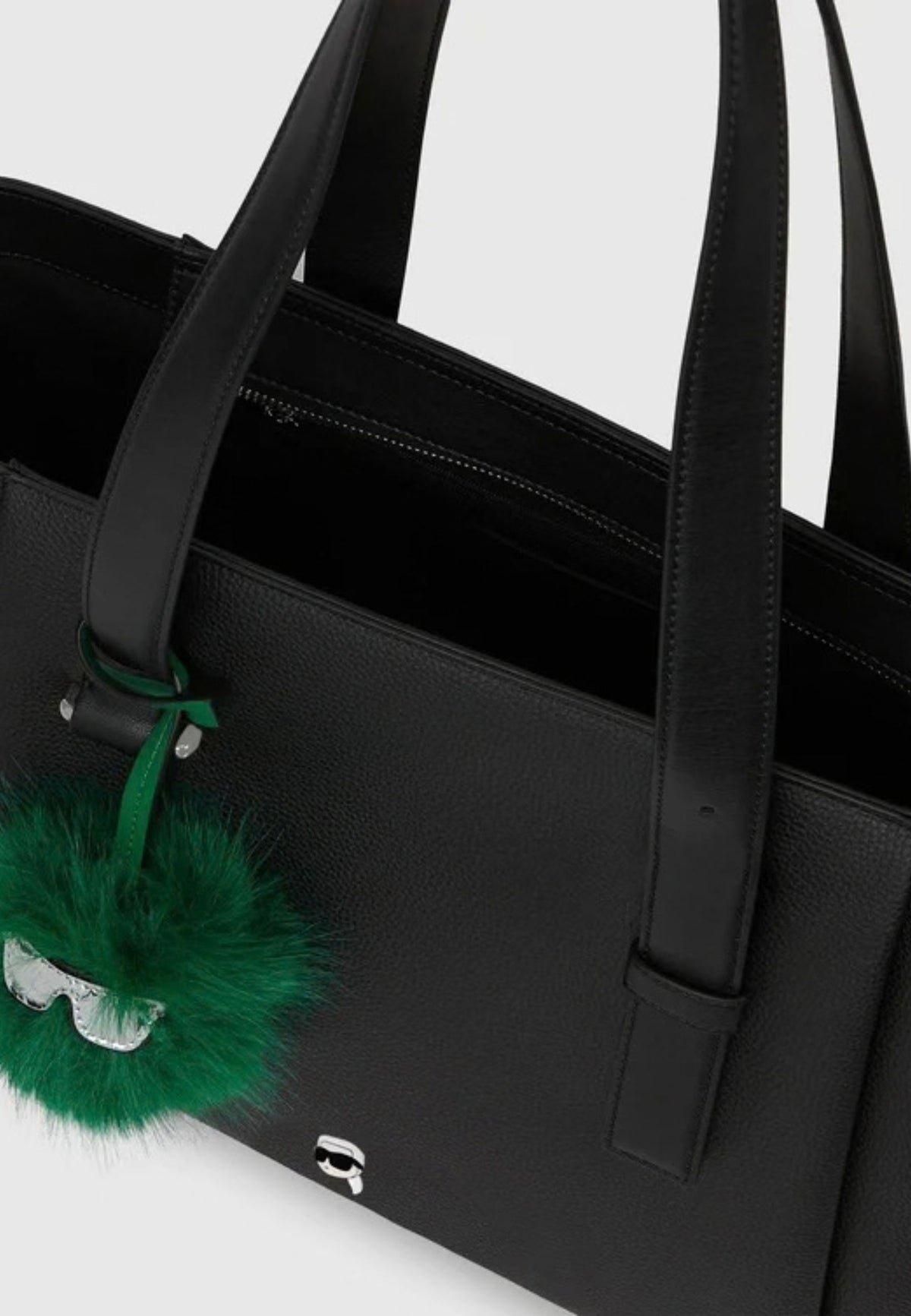 KARL LAGERFELD - Borsa tote grande Ikon Pebble con spilla Nero
