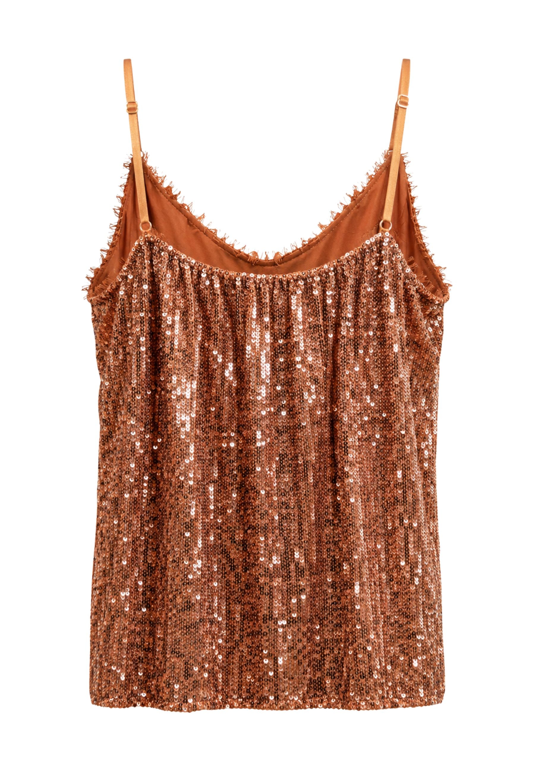 KIKISIX Top Donna in Paillettes e Pizzo